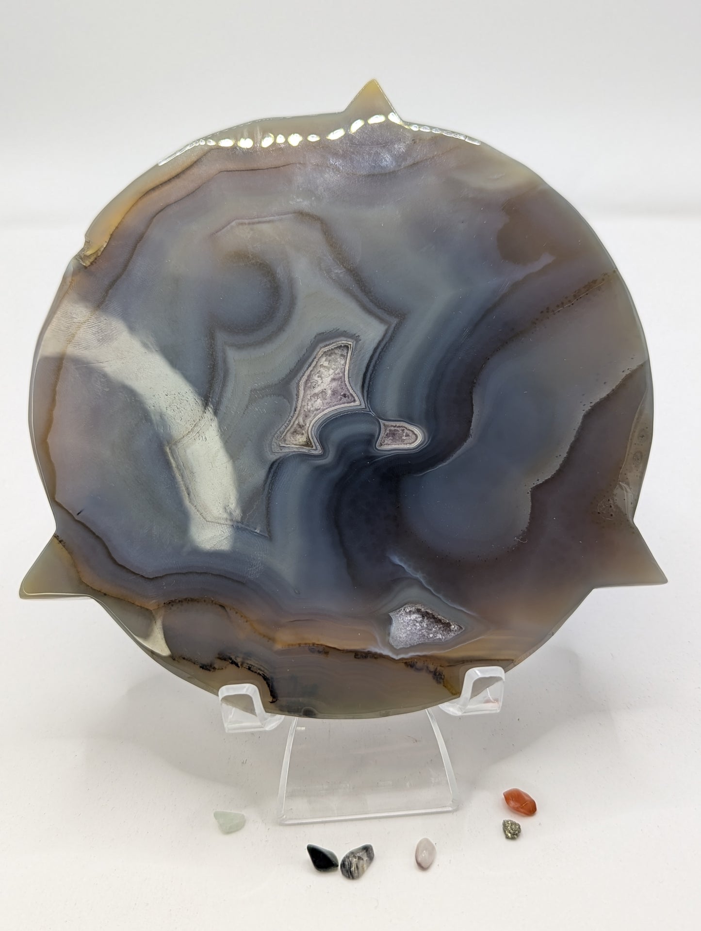 Druzy Agate & Amethyst Geometric Carving
