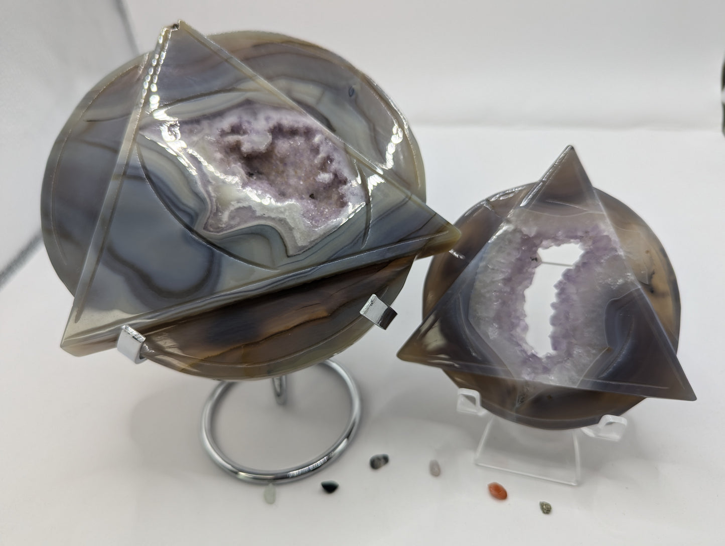 Druzy Agate & Amethyst Geometric Carving