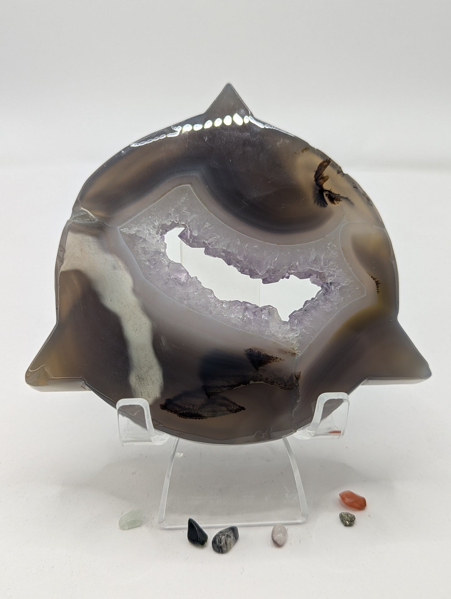 Druzy Agate & Amethyst Geometric Carving