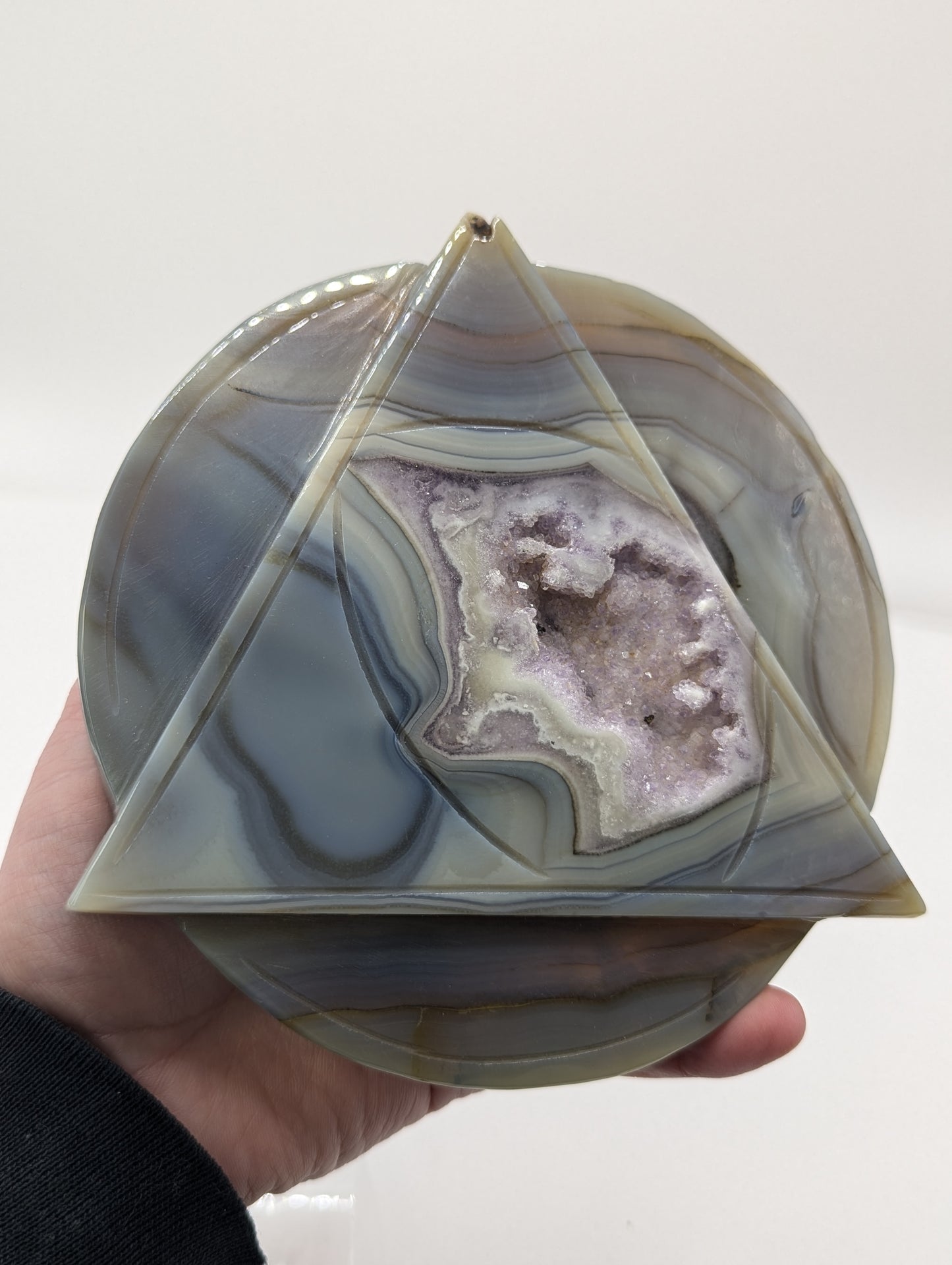 Druzy Agate & Amethyst Geometric Carving
