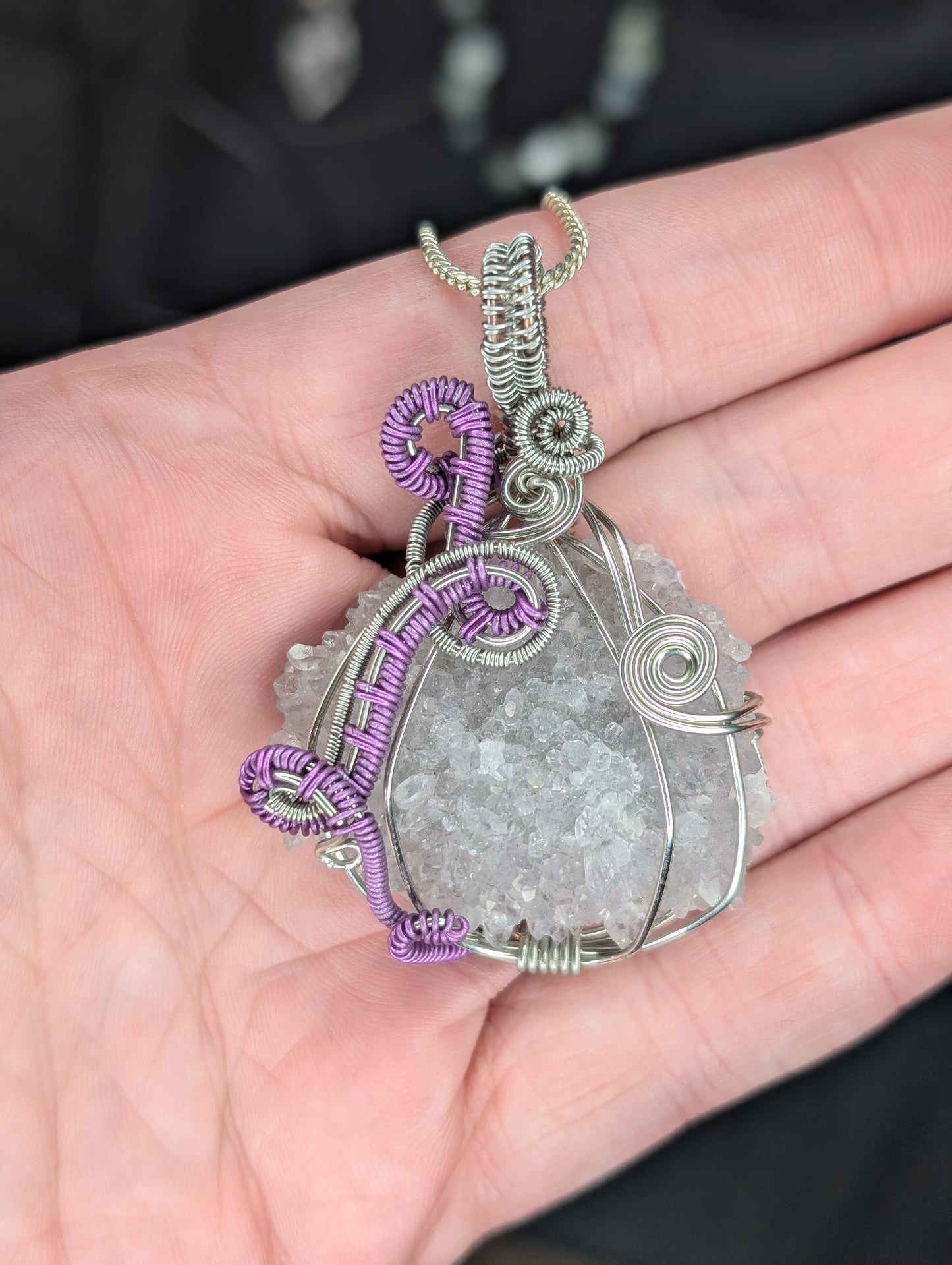 Handmade Amethyst Stalactite Wire Wrapped Pendant