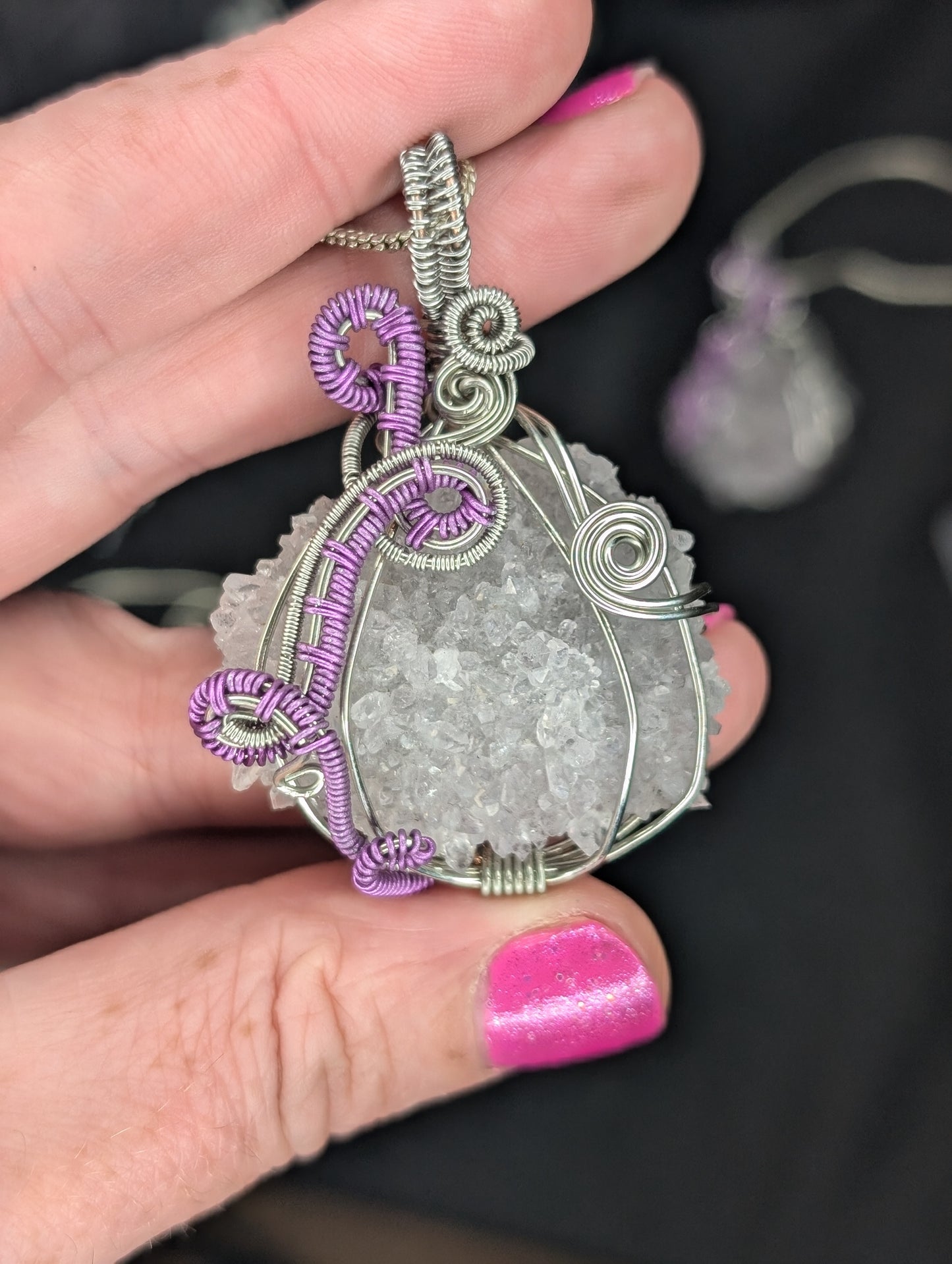 Handmade Amethyst Stalactite Wire Wrapped Pendant