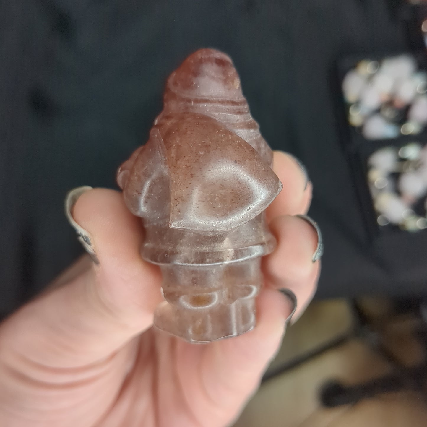 Strawberry Quartz Santa Carving