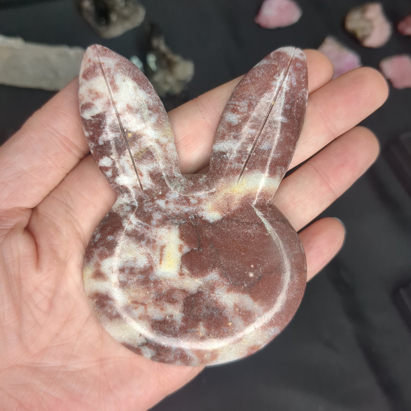 Strawberry Jasper Bunny Carving