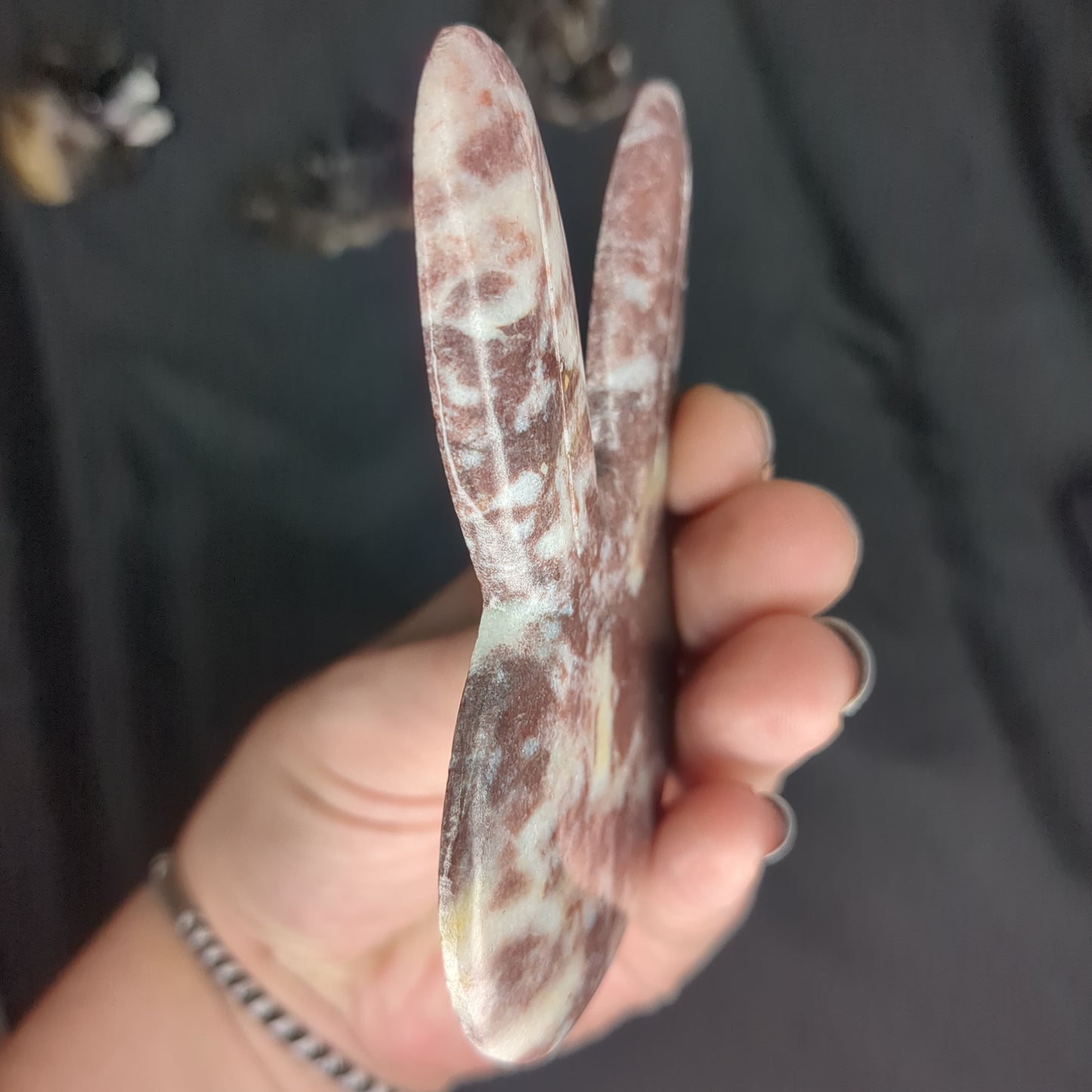 Strawberry Jasper Bunny Carving