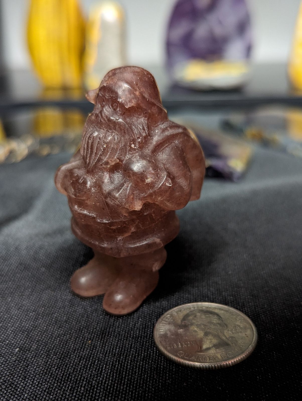 Strawberry Quartz Santa Carving