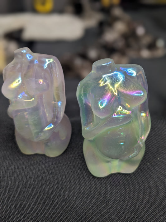 Aura Rose Quartz Pregnant Female Carving