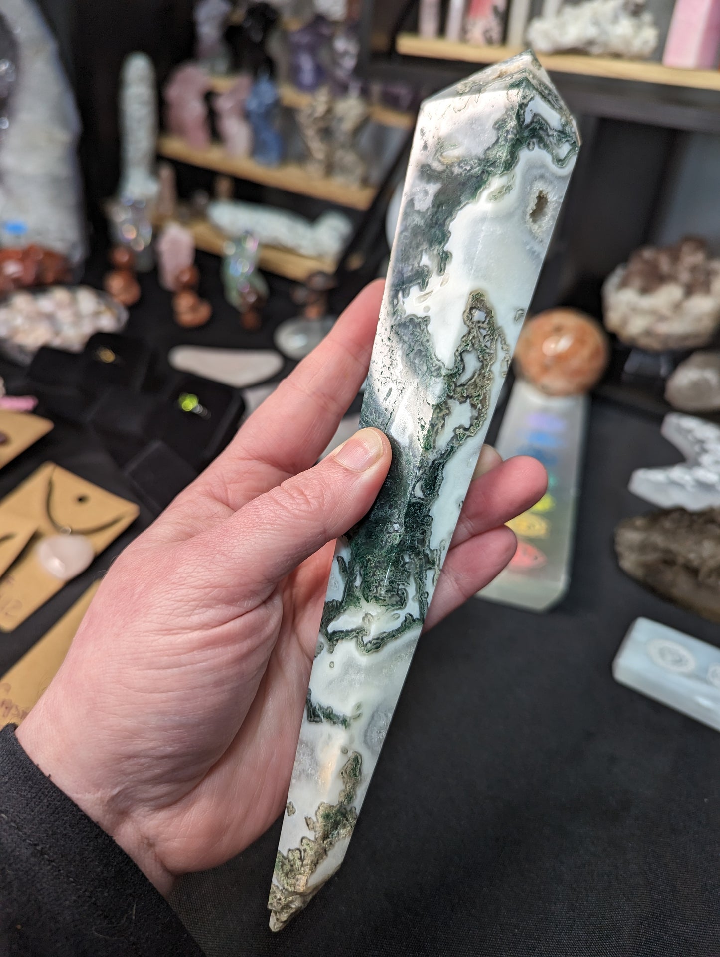 Large Moss Agate Wand