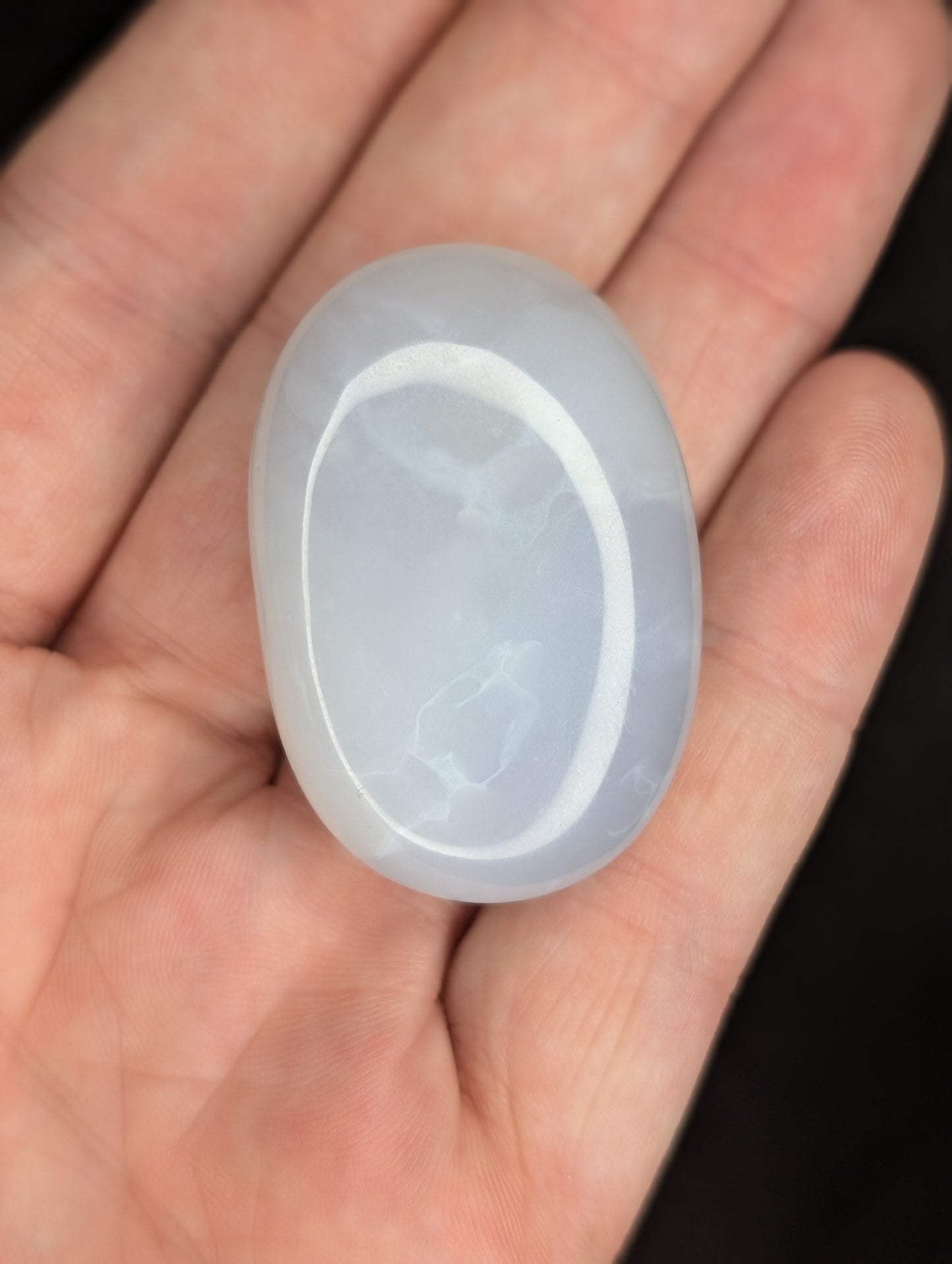 Blue Chalcedony Palm Stone