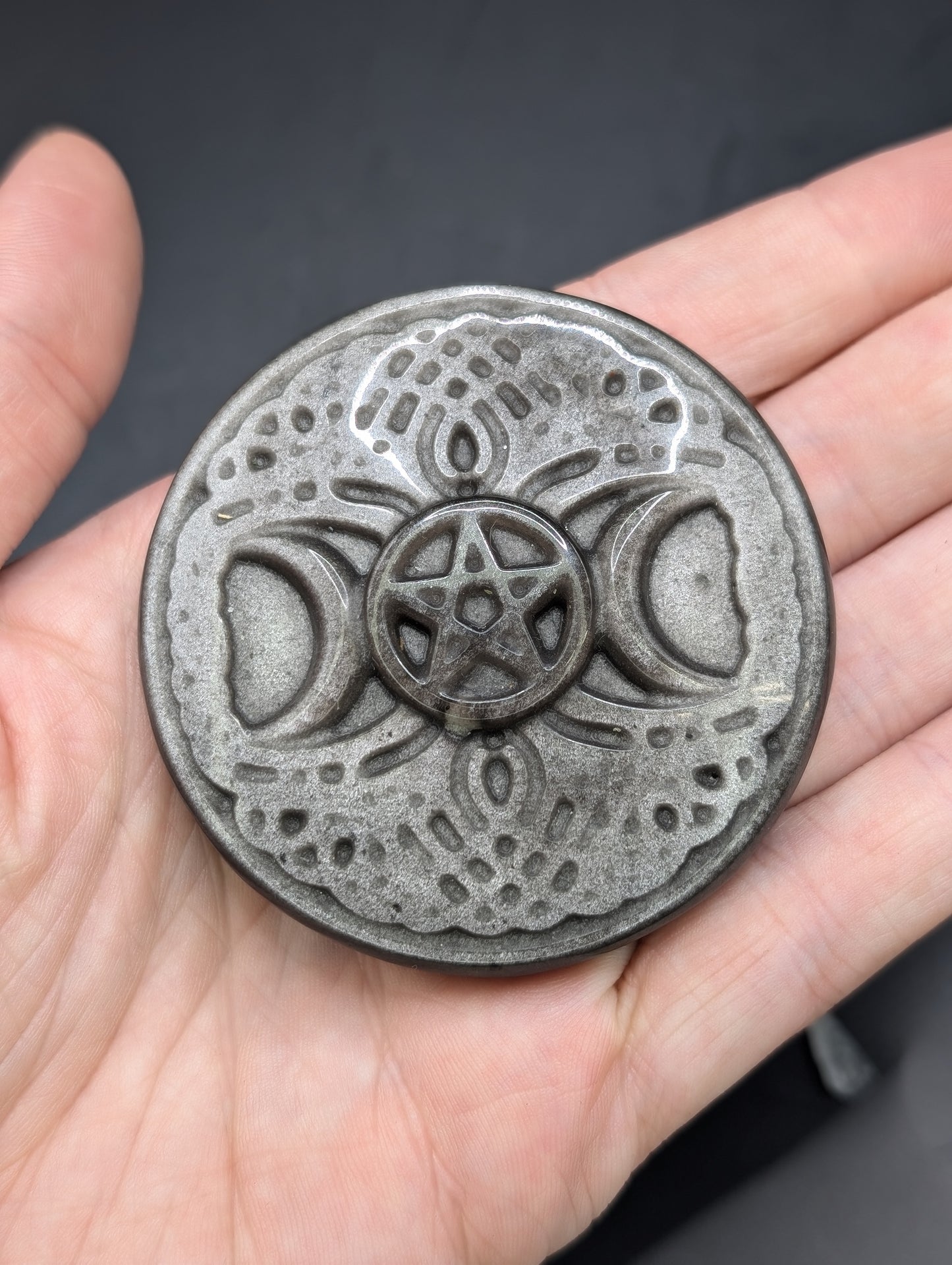 Crystal Triple Moon Medallion Carvings