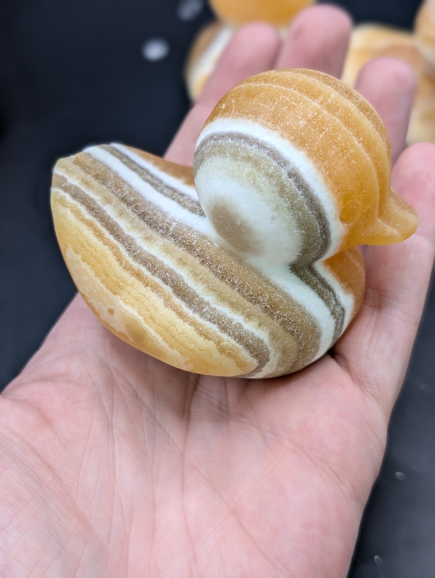 Yellow Banded Calcite Duck Carvings