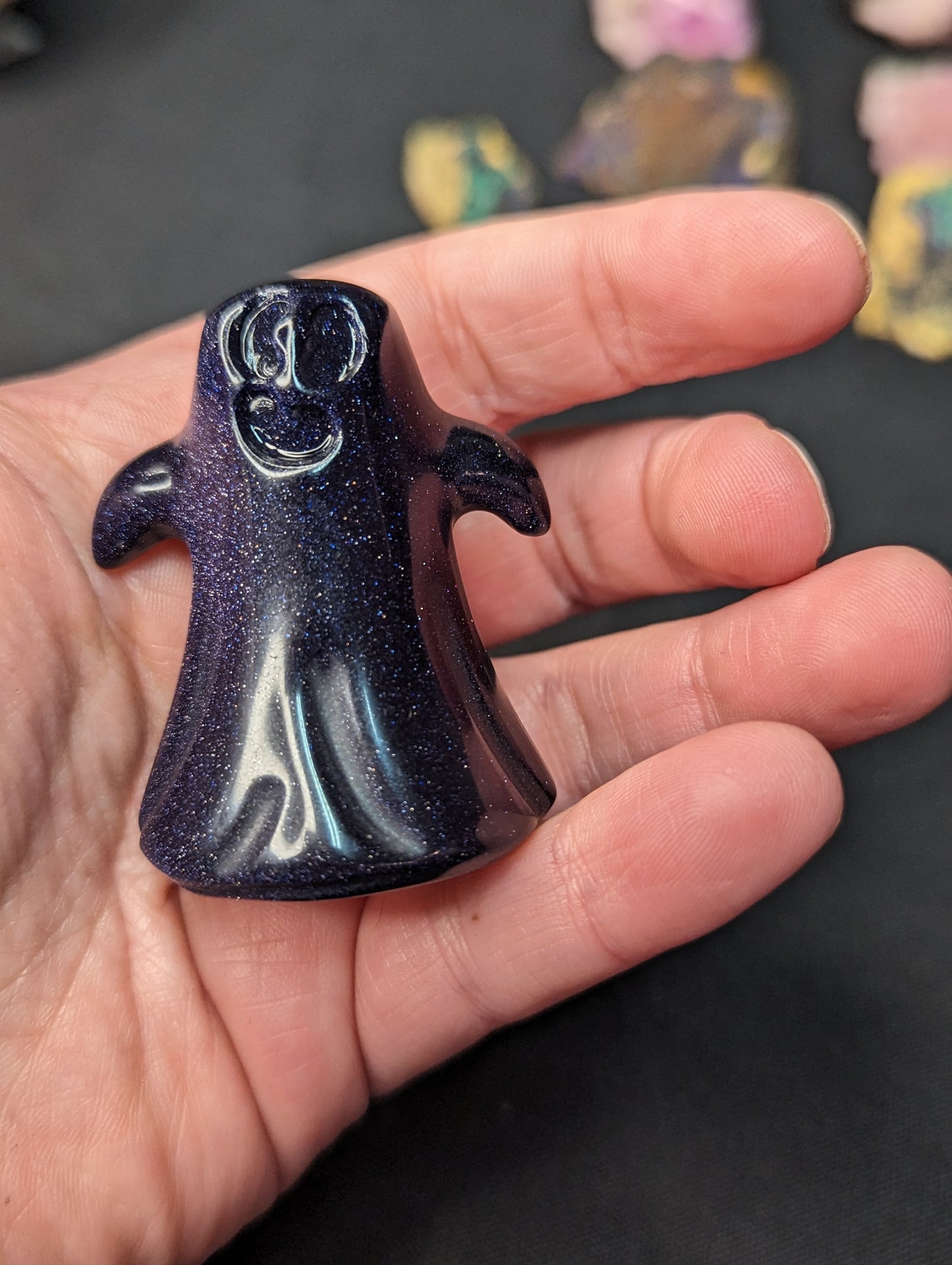 Blue Goldstone Ghost Carving