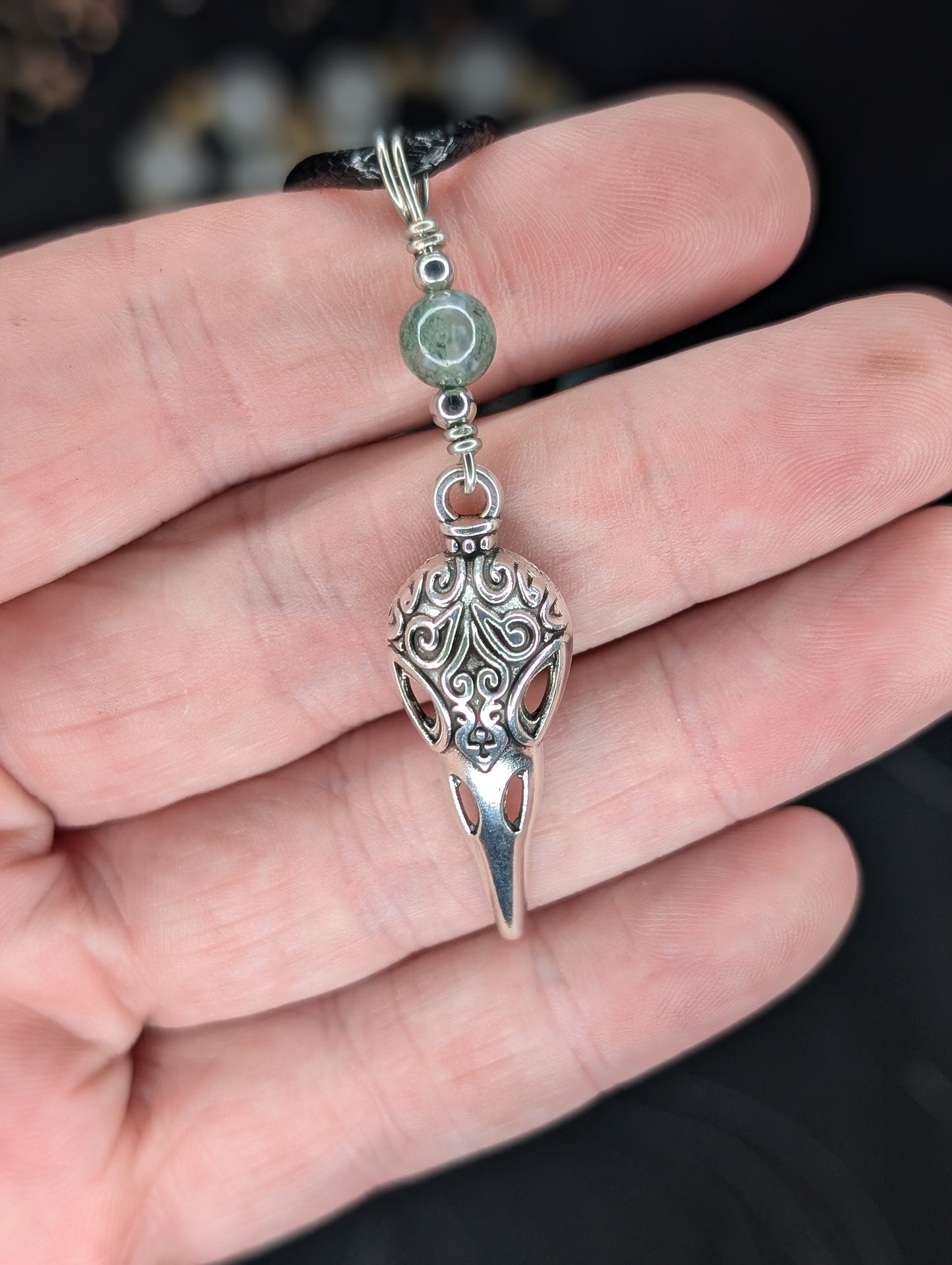 Handmade Crystal Raven Wire Wrapped Pendant