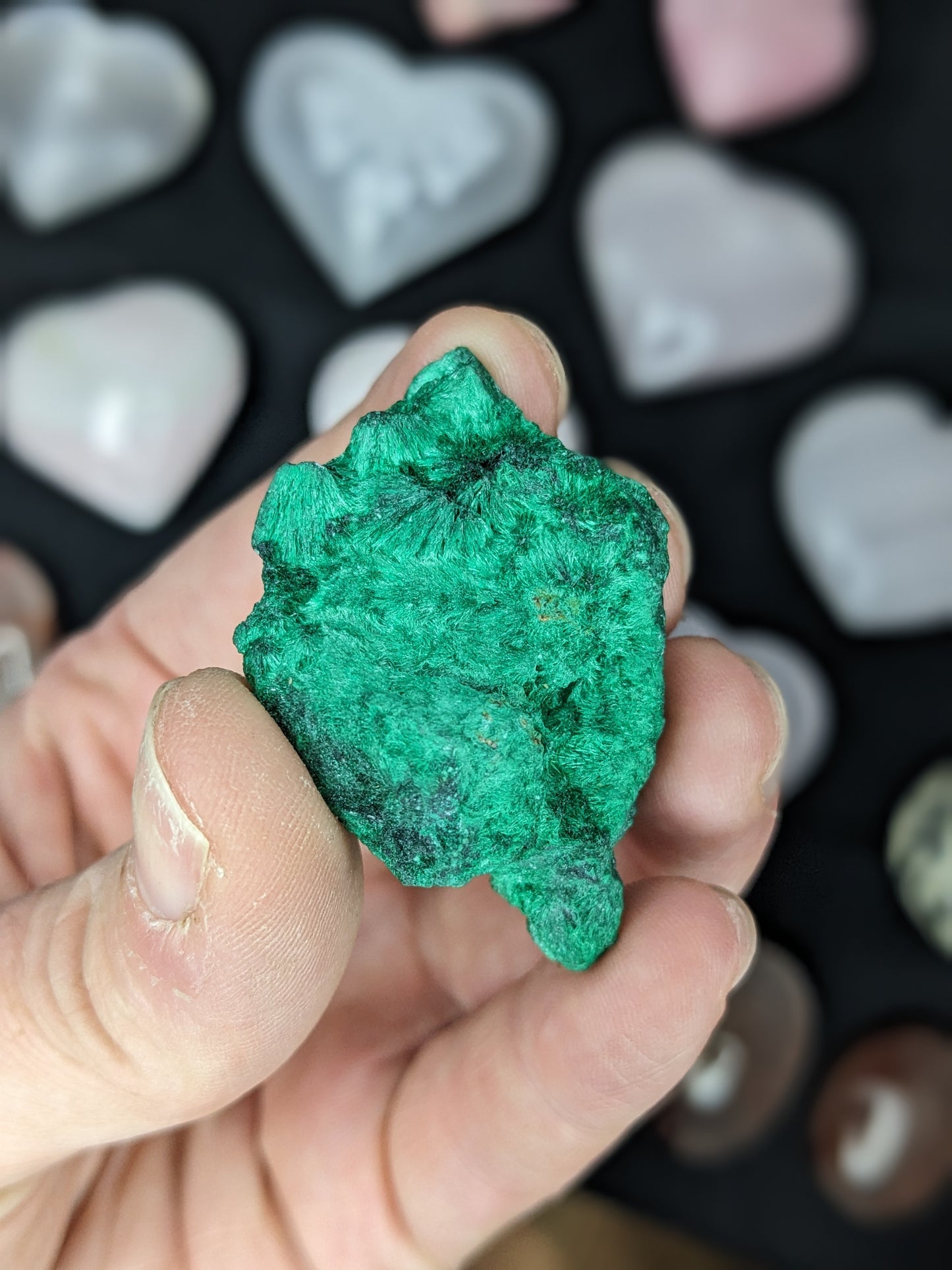 Raw Fibrous Malachite