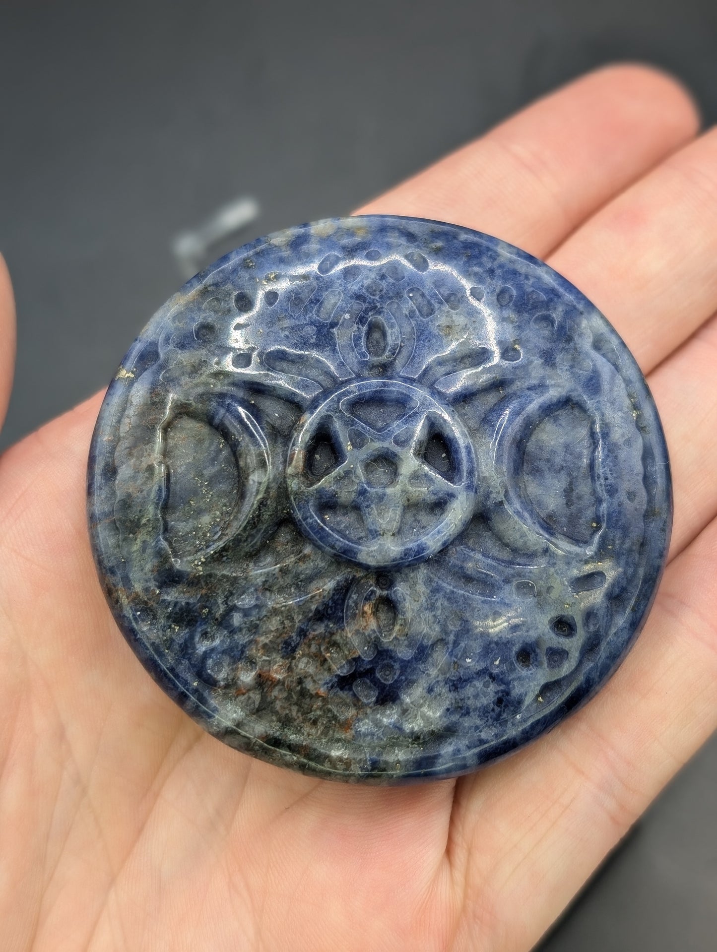 Crystal Triple Moon Medallion Carvings