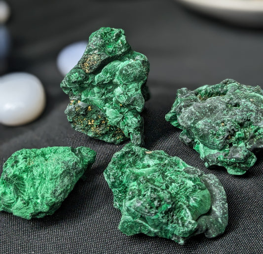 Raw Fibrous Malachite