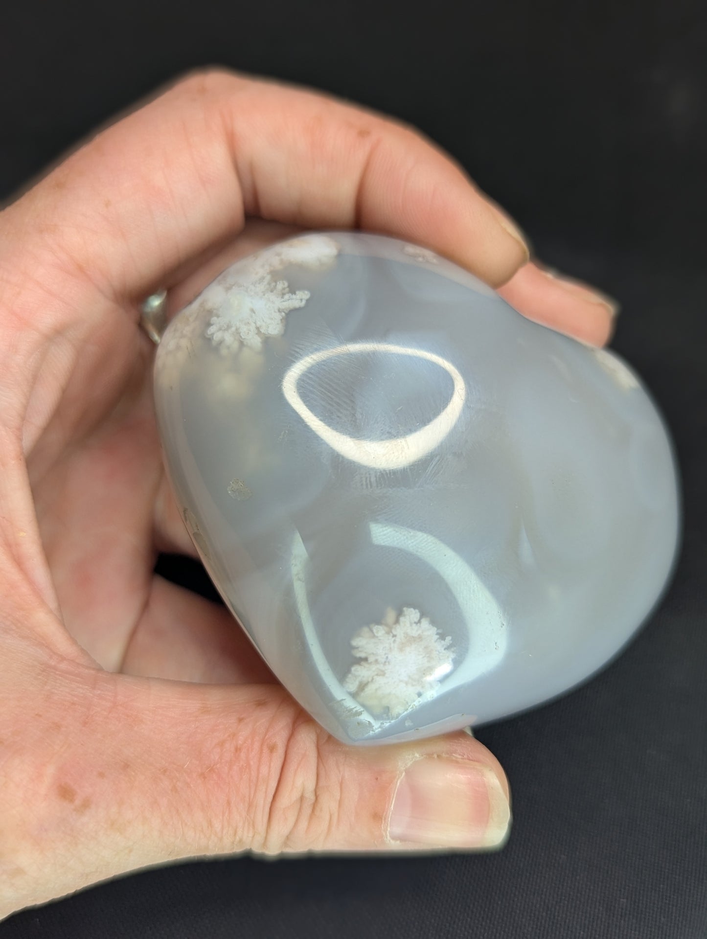 Flower Agate Chunky Heart Carving