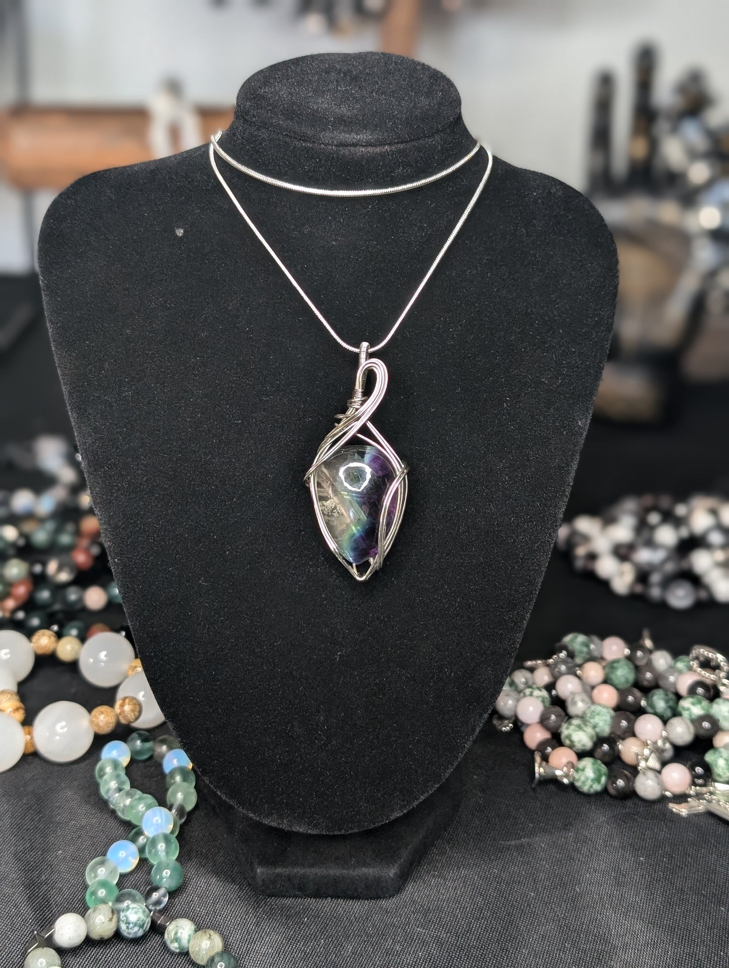 Handmade Fluorite Wire Wrapped Pendant