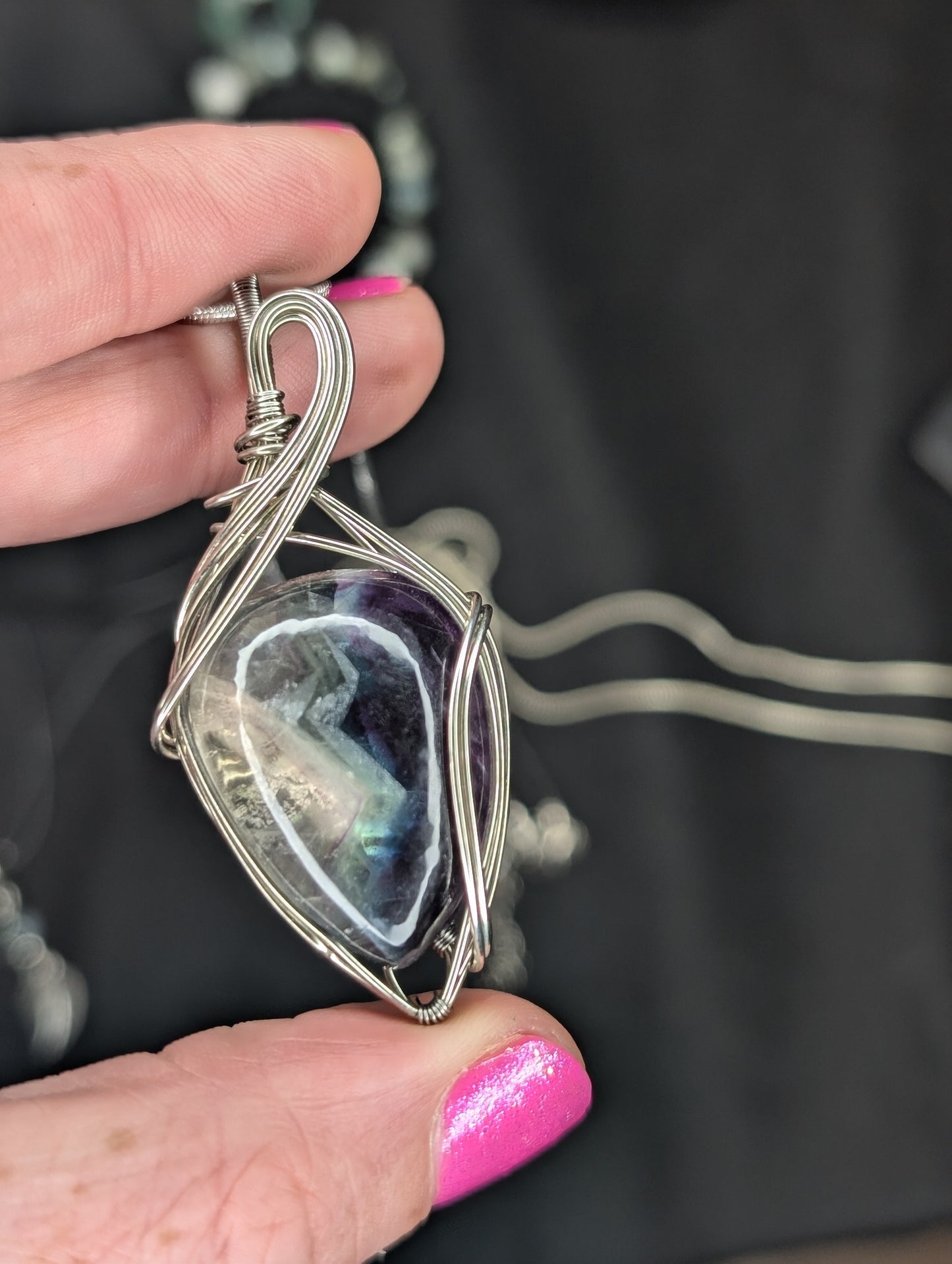 Handmade Fluorite Wire Wrapped Pendant