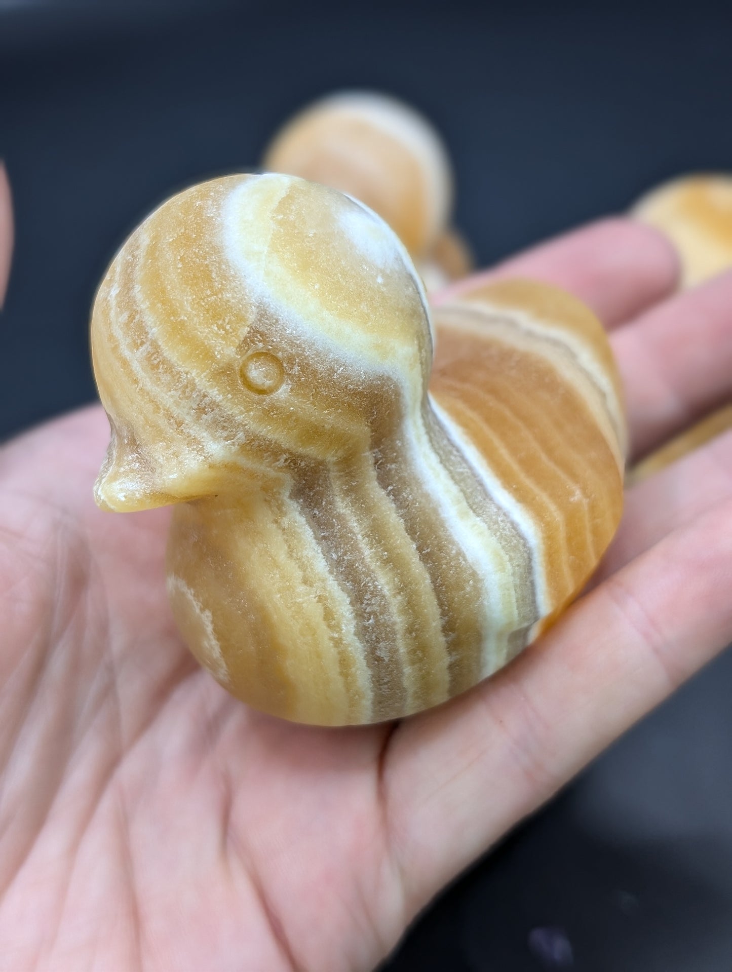 Yellow Banded Calcite Duck Carvings