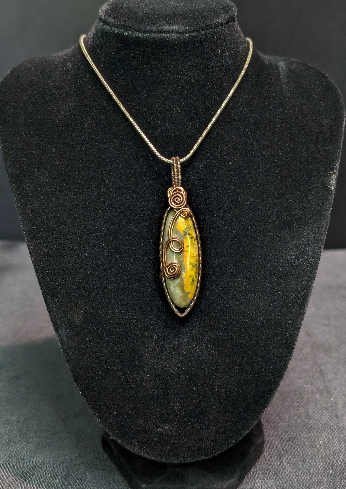 Handmade Bumblebee Jasper Wire Wrapped Pendant