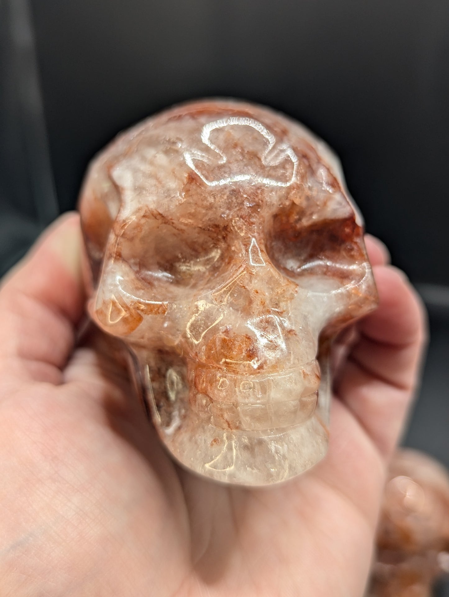 Fire Quartz Skull Carvings