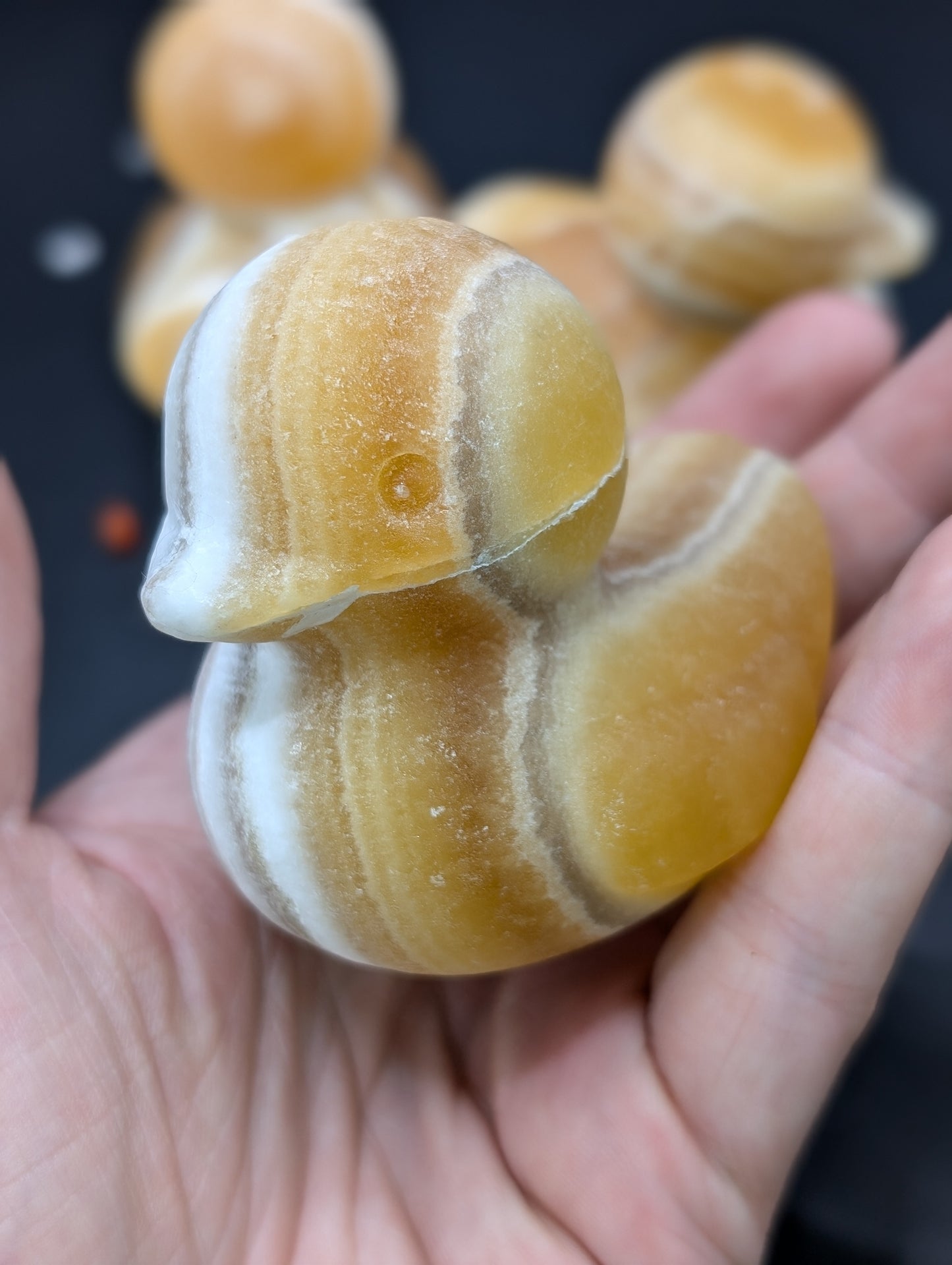 Yellow Banded Calcite Duck Carvings