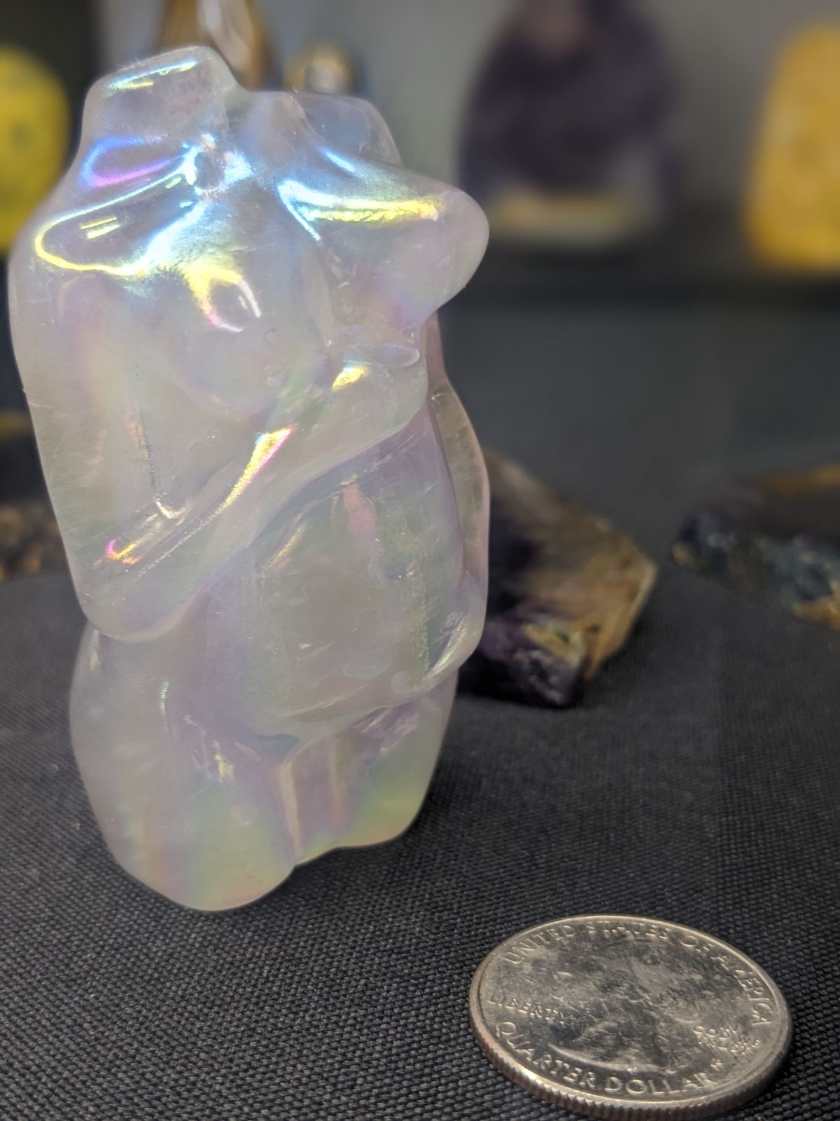 Aura Rose Quartz Pregnant Female Carving