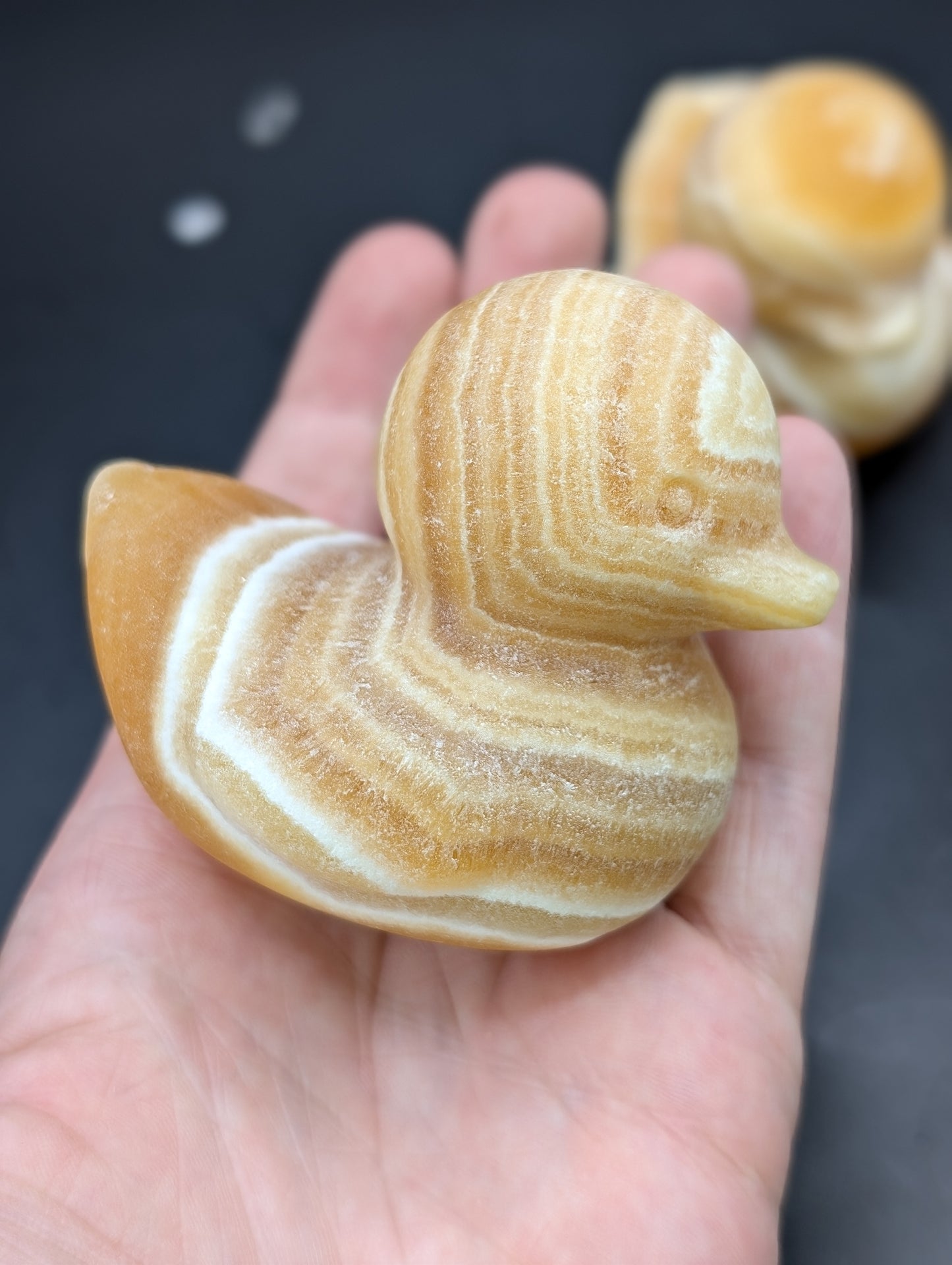 Yellow Banded Calcite Duck Carvings