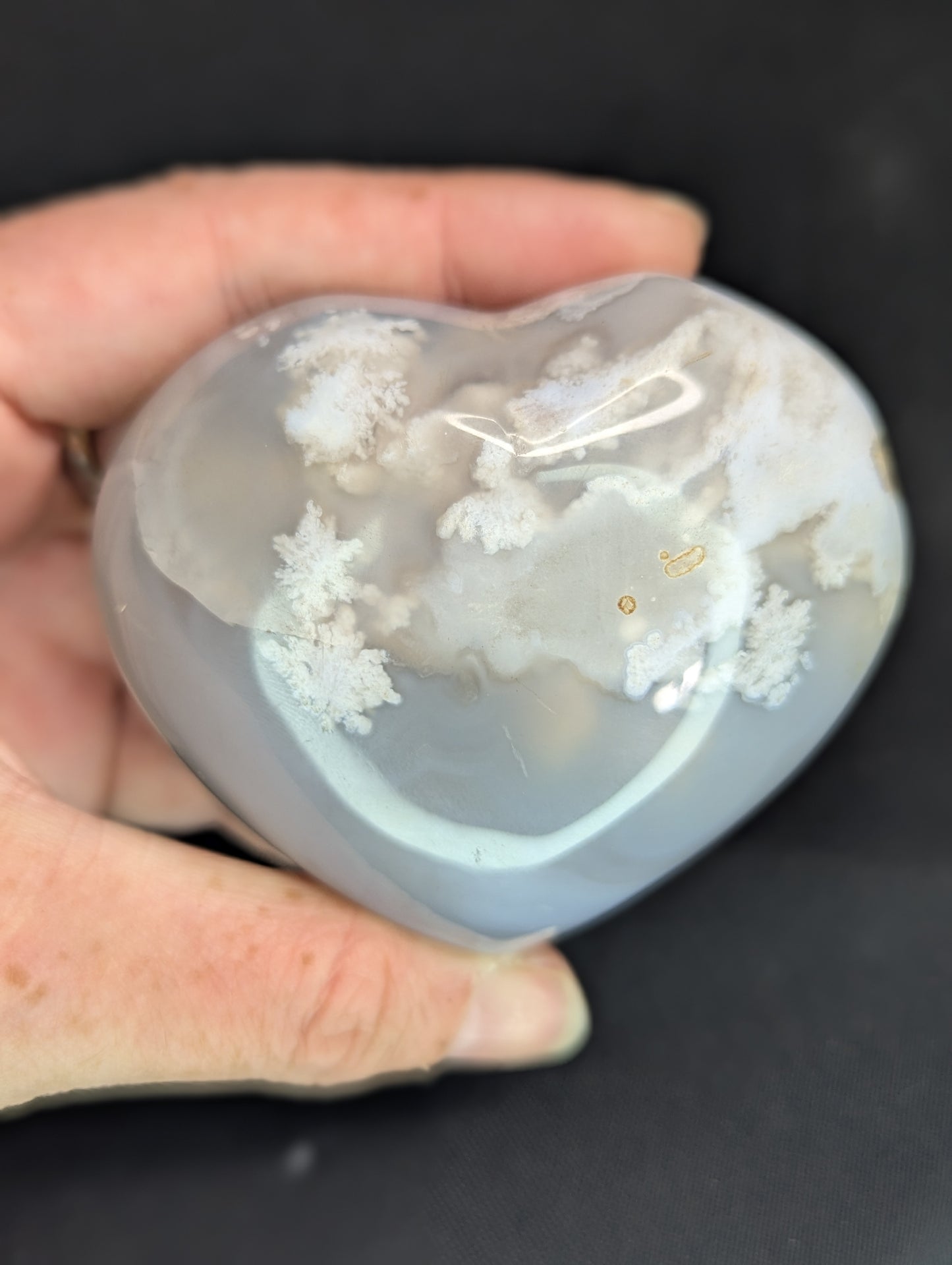 Flower Agate Chunky Heart Carving