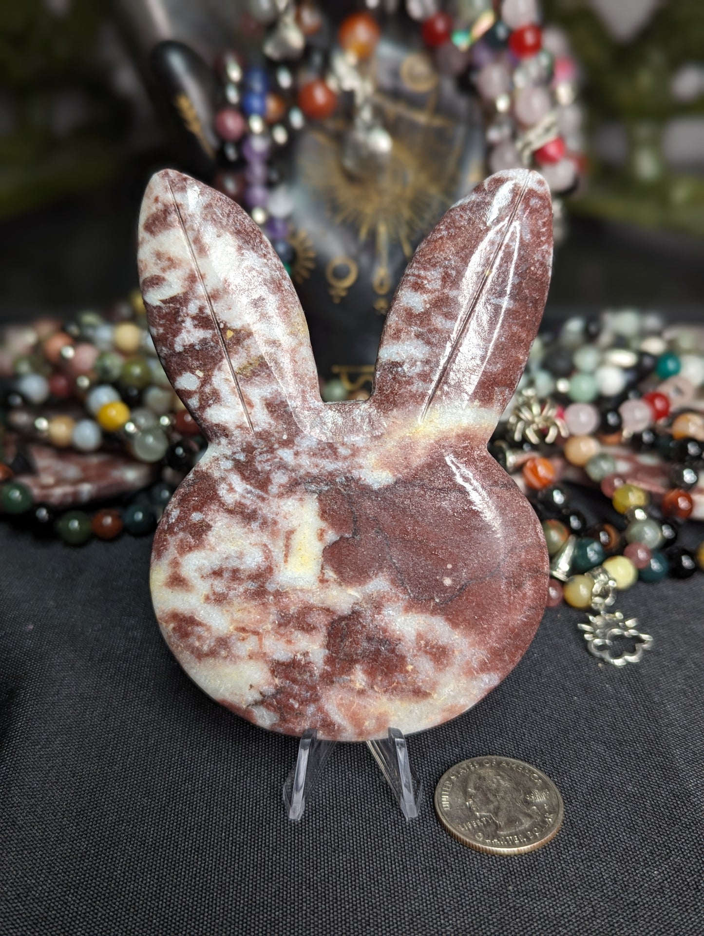 Strawberry Jasper Bunny Carving