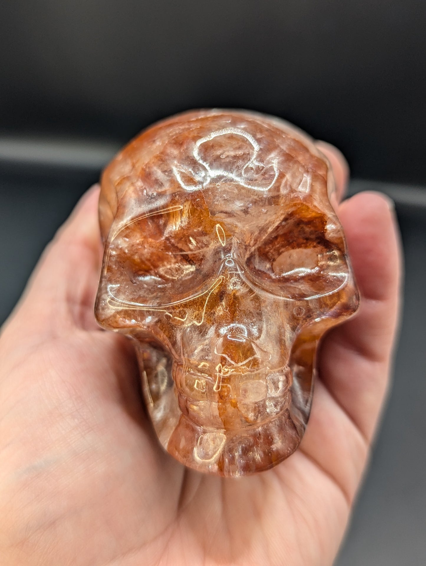 Fire Quartz Skull Carvings