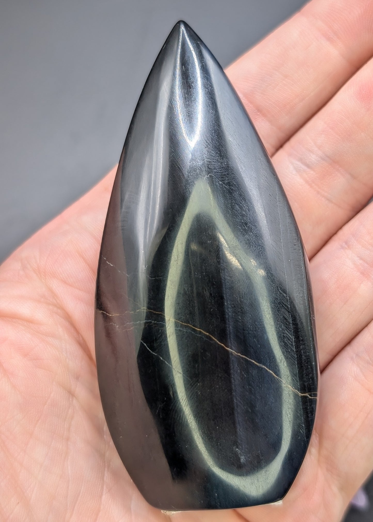 Hawkeye Blue Tigers Eye Flame Carving