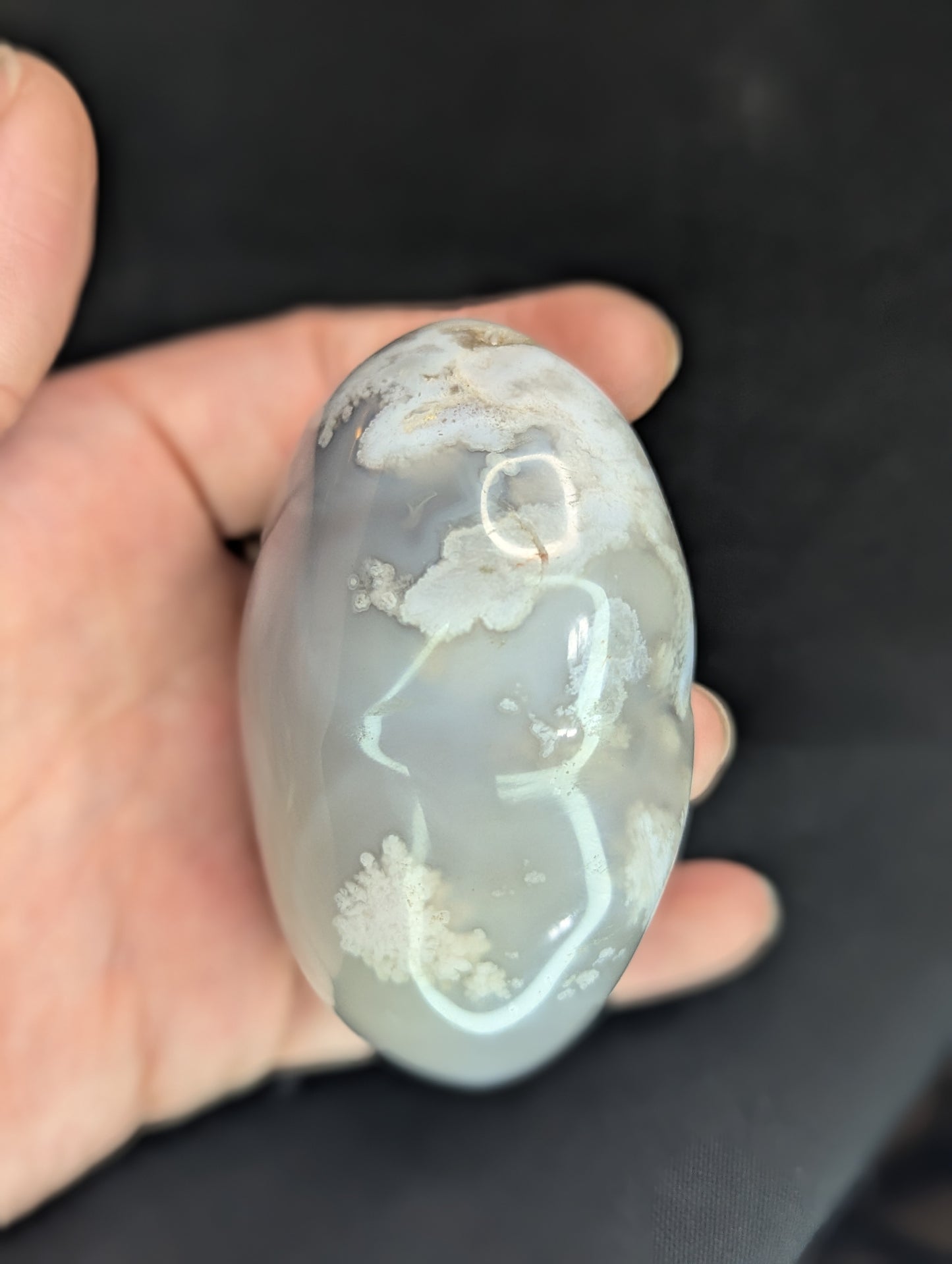 Flower Agate Chunky Heart Carving