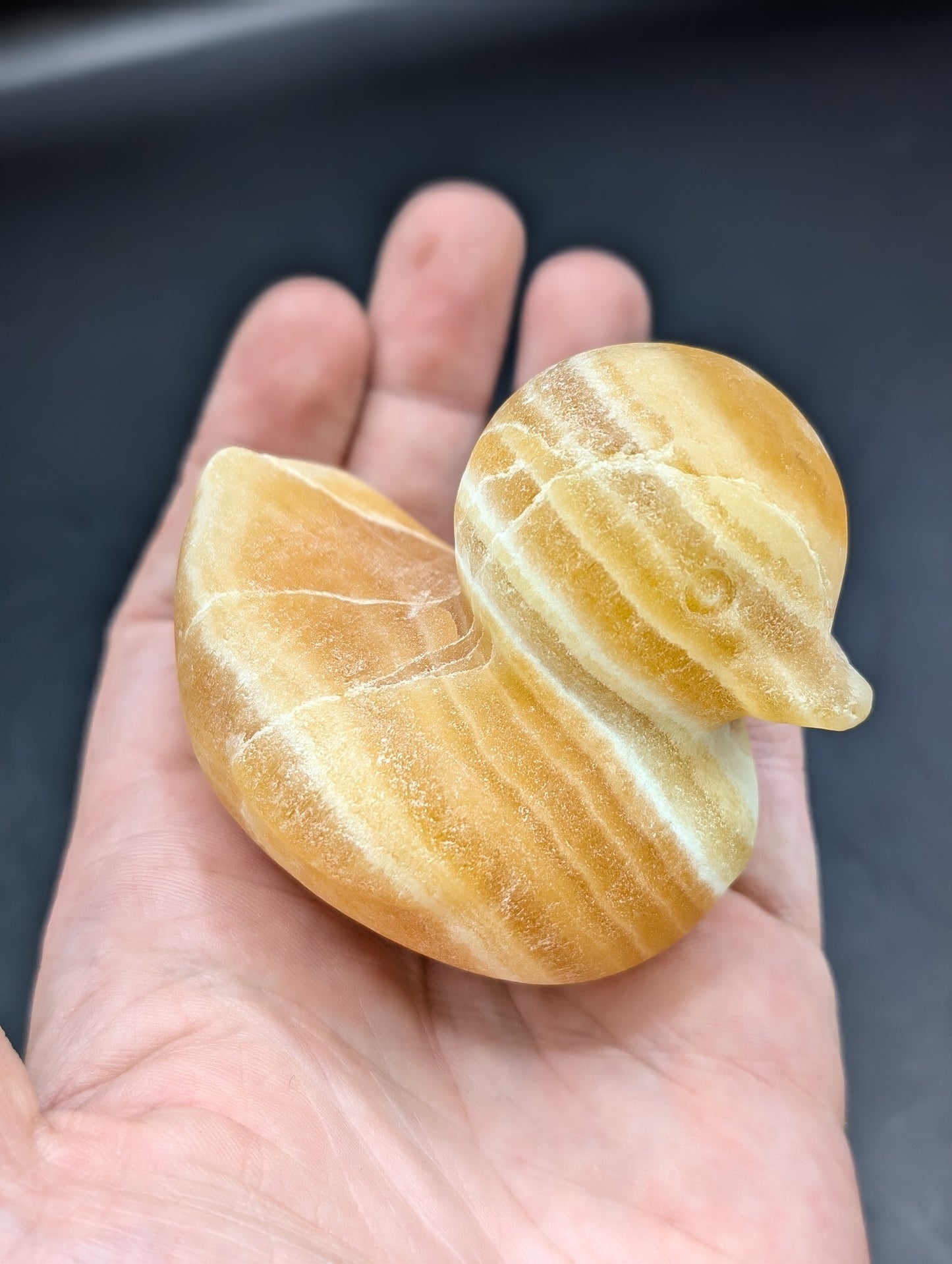 Yellow Banded Calcite Duck Carvings