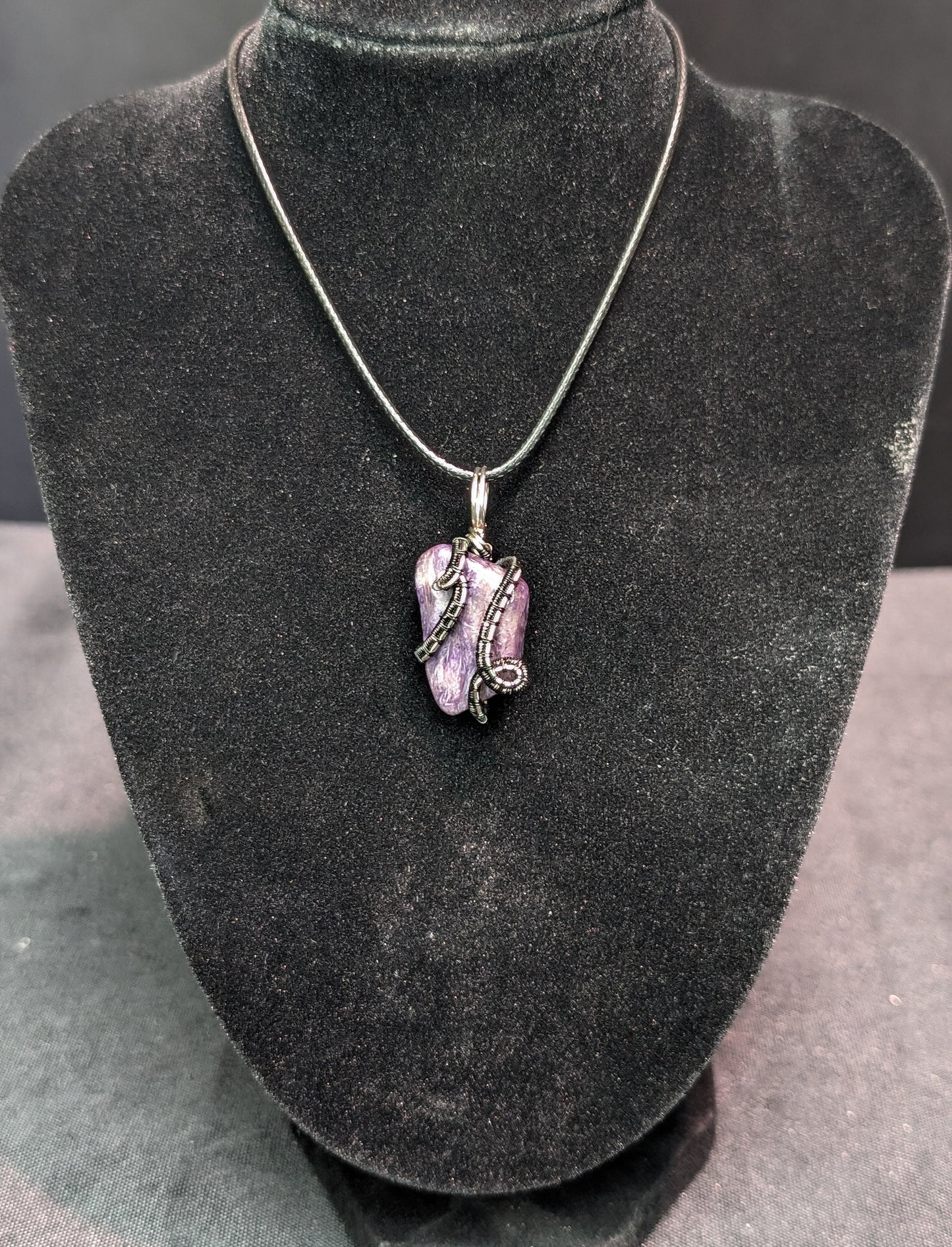 Handmade Charoite Wire Wrapped Pendant