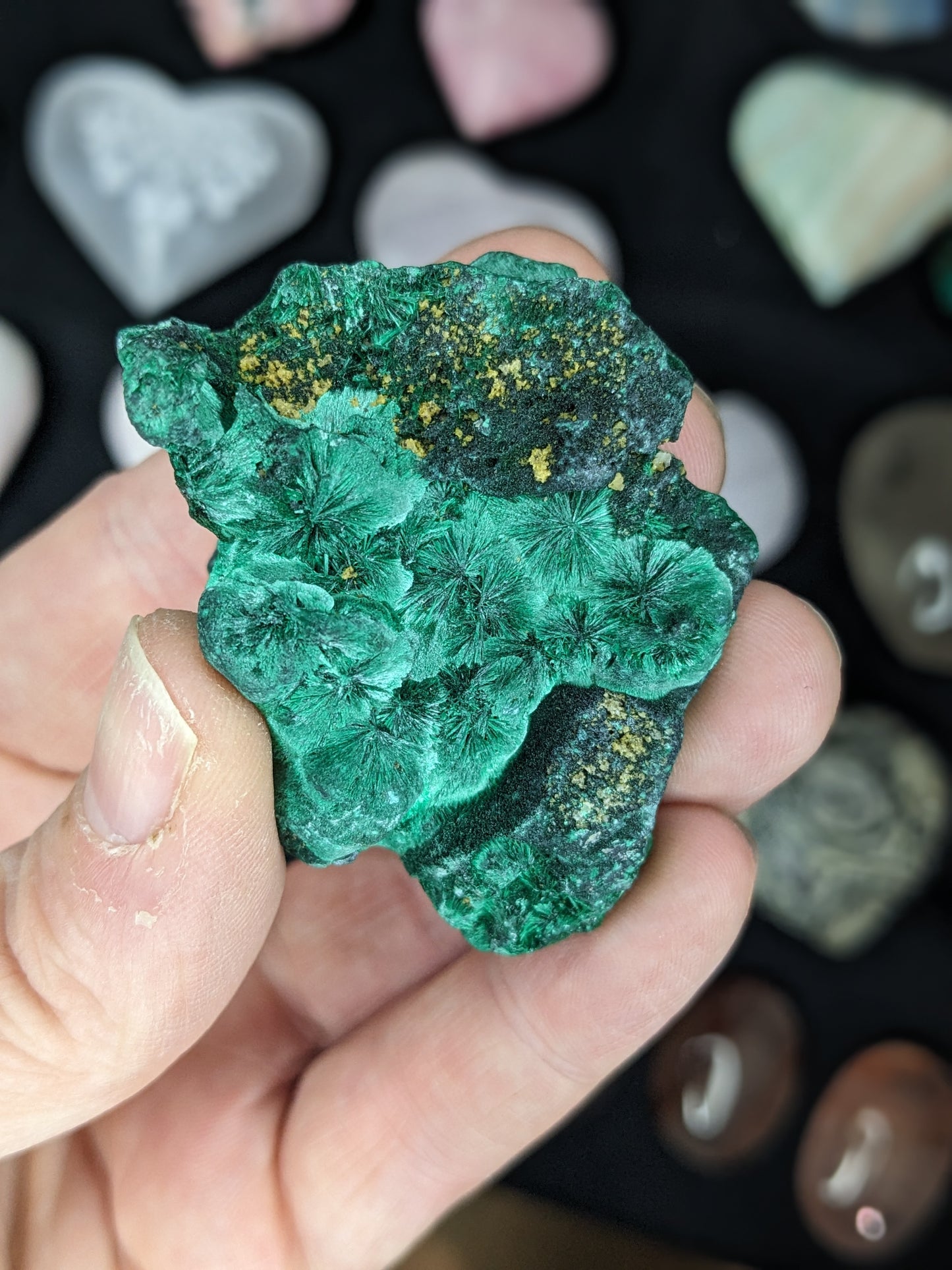 Raw Fibrous Malachite