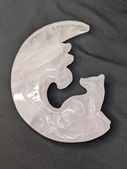 Rose Quartz Fox Moon & Stand