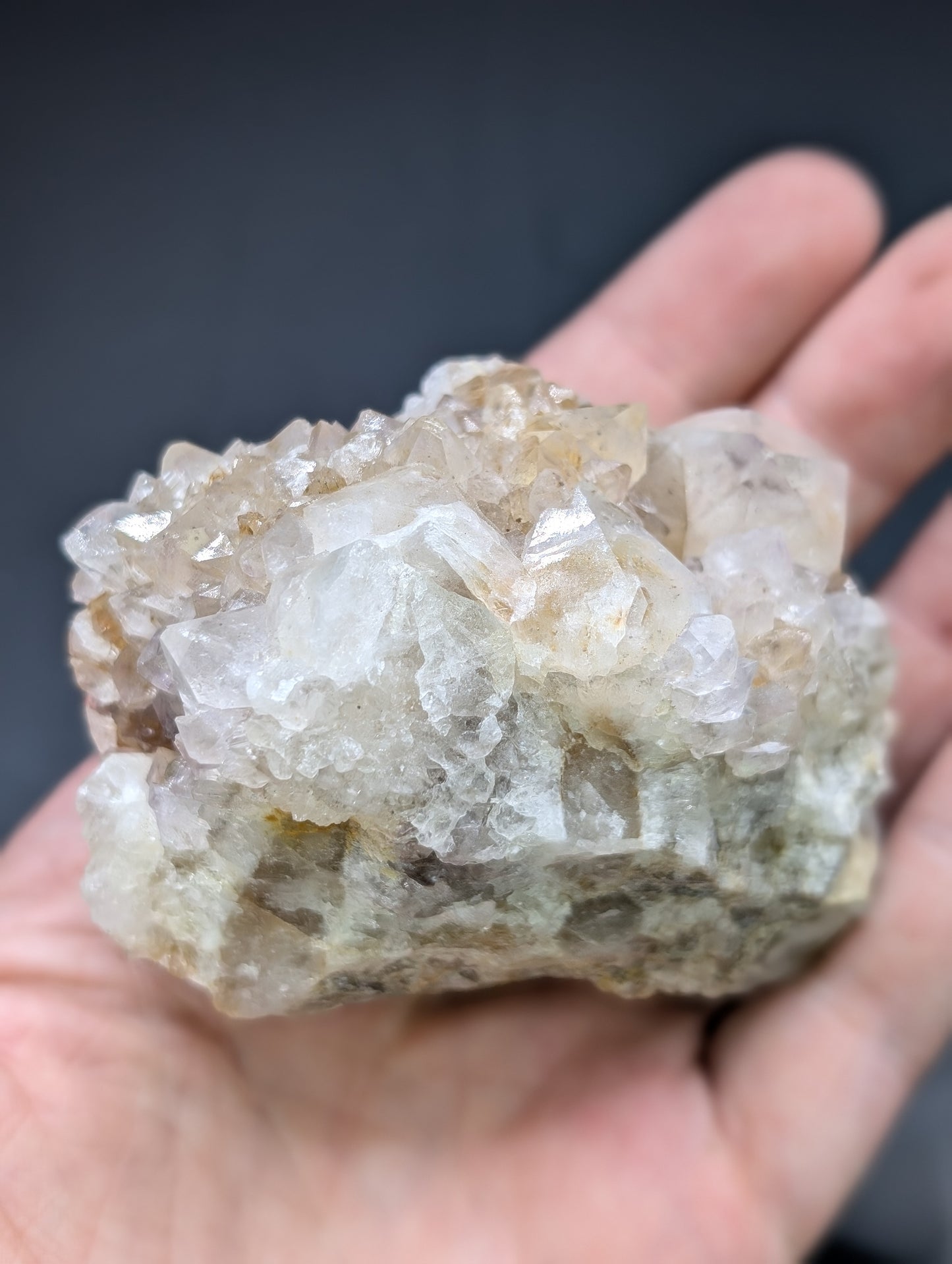 Raw Ametrine on Calcite Matrix