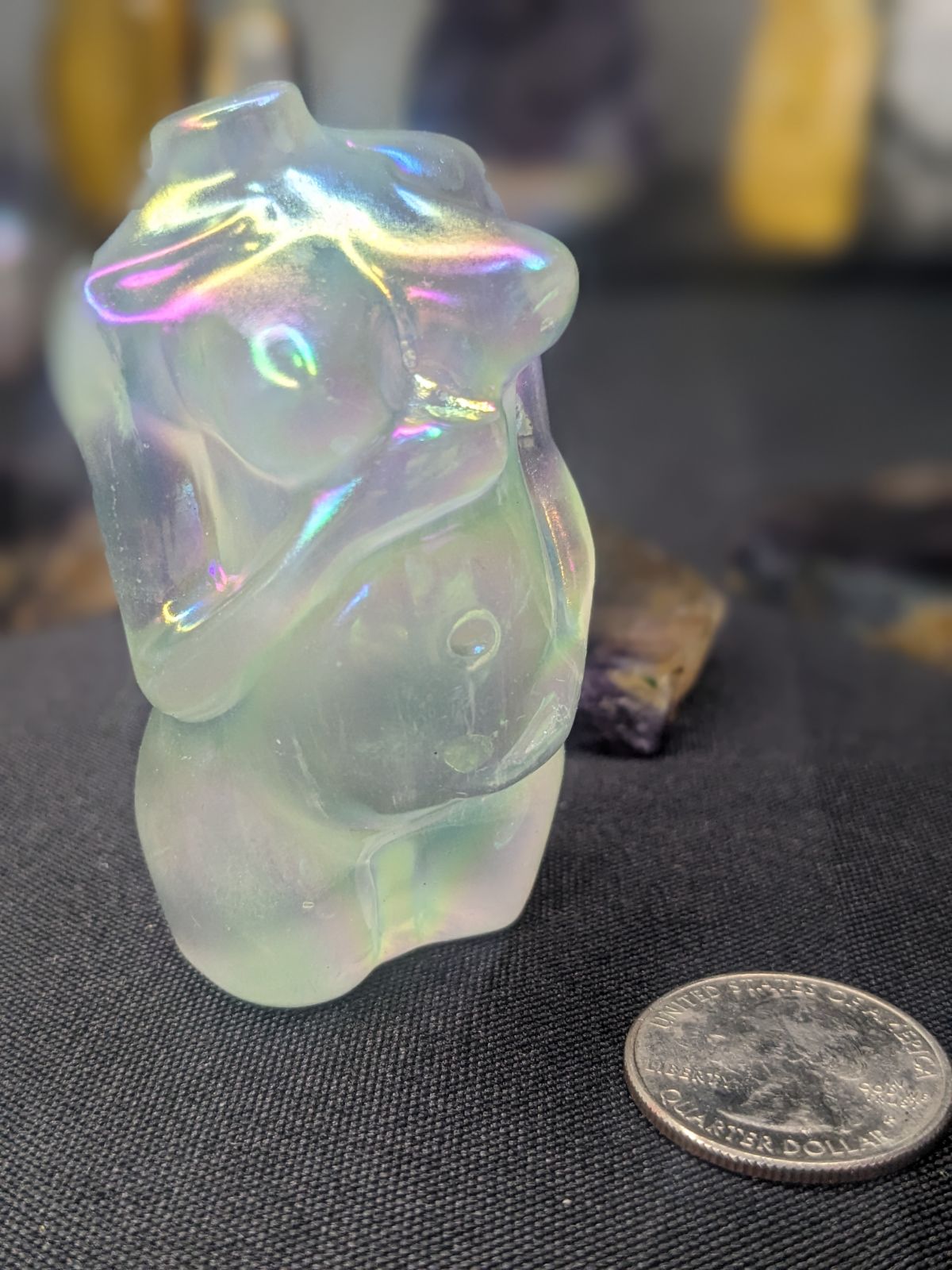 Aura Rose Quartz Pregnant Female Carving