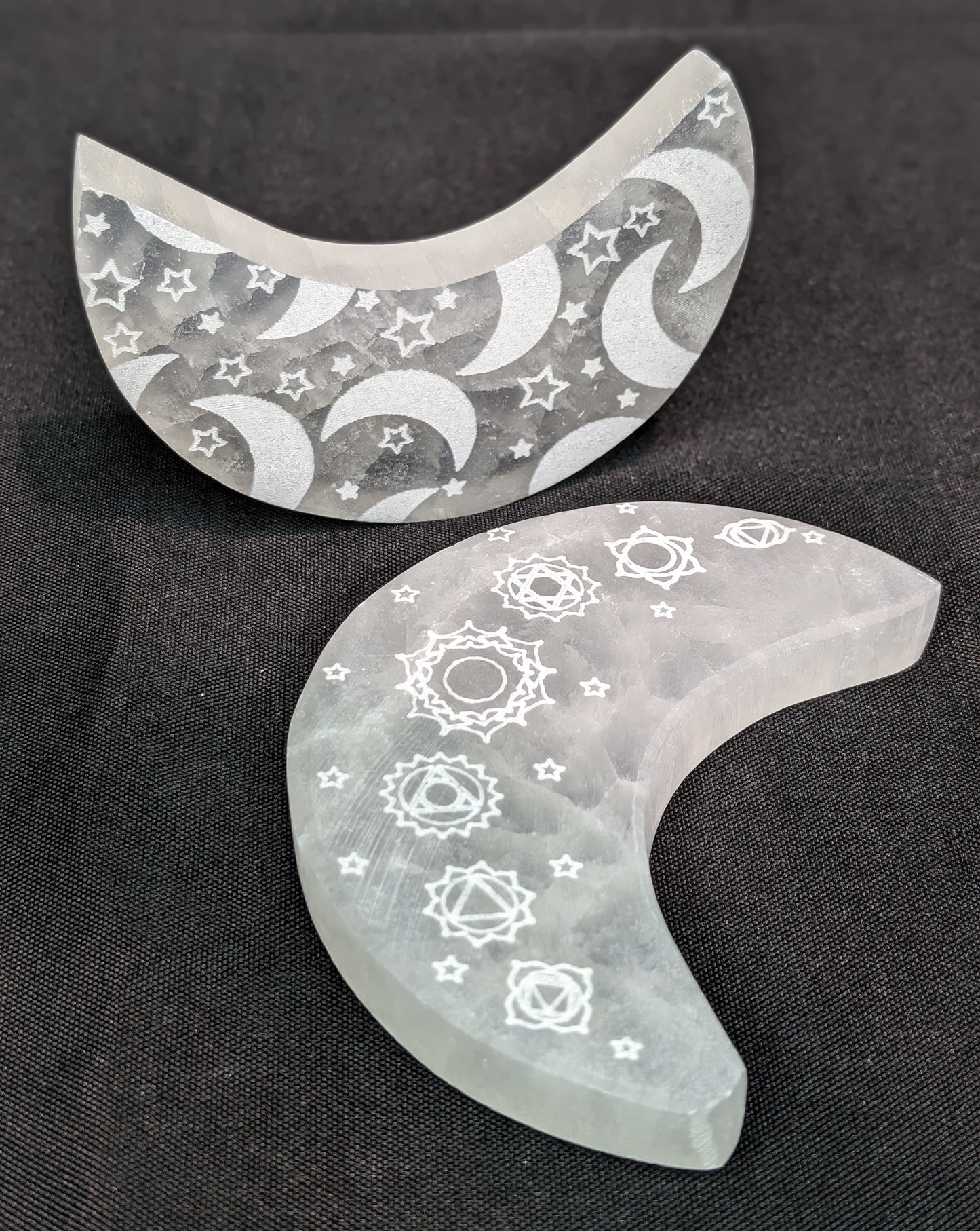 Selenite (Satin Spar) Moon Charging Plates