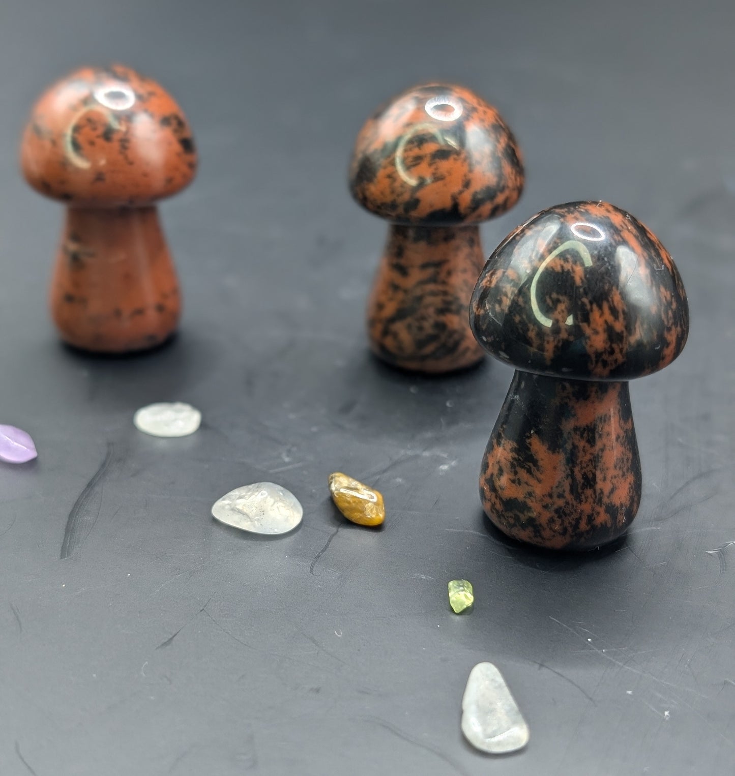 Mahogany Jasper Mini Mushroom Carvings