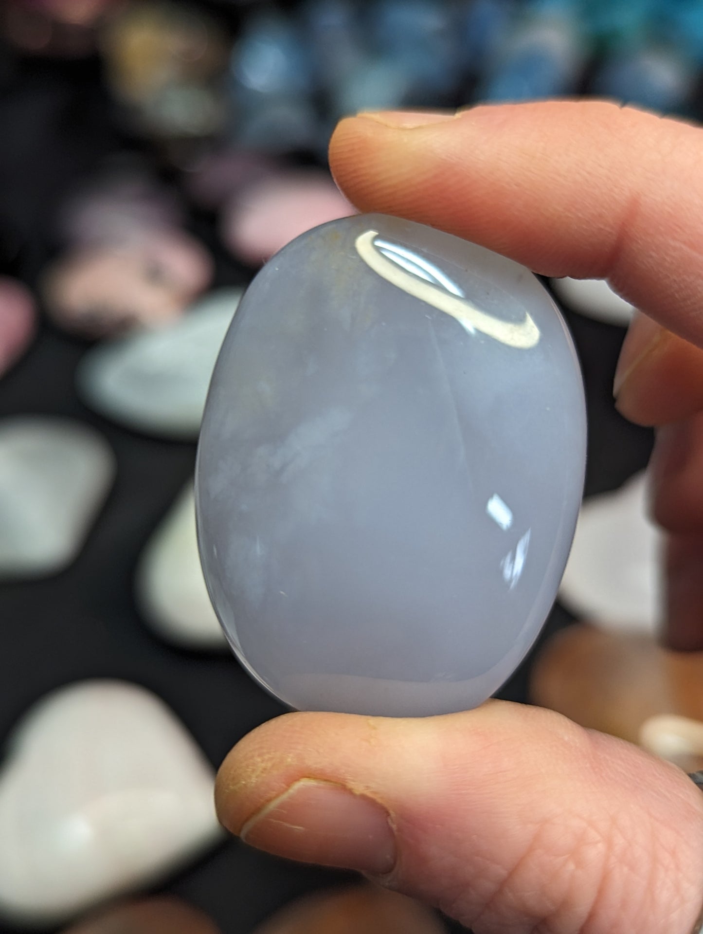 Blue Chalcedony Palm Stone