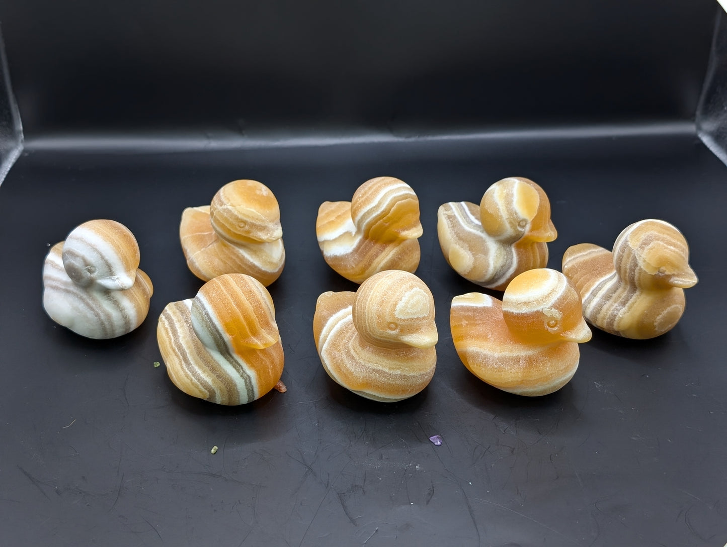 Yellow Banded Calcite Duck Carvings