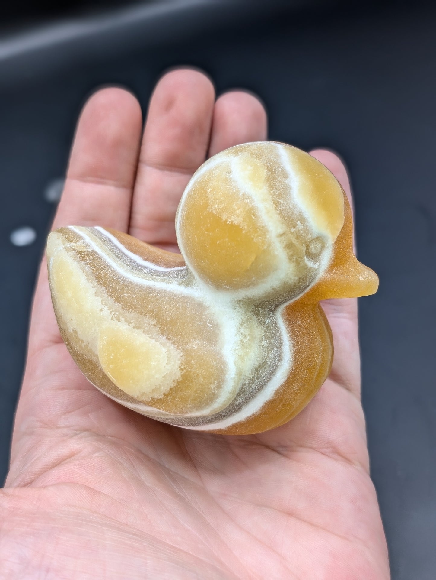 Yellow Banded Calcite Duck Carvings