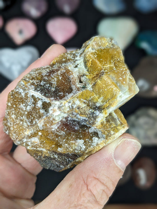 Raw Druzy Yellow Calcite with Quartz