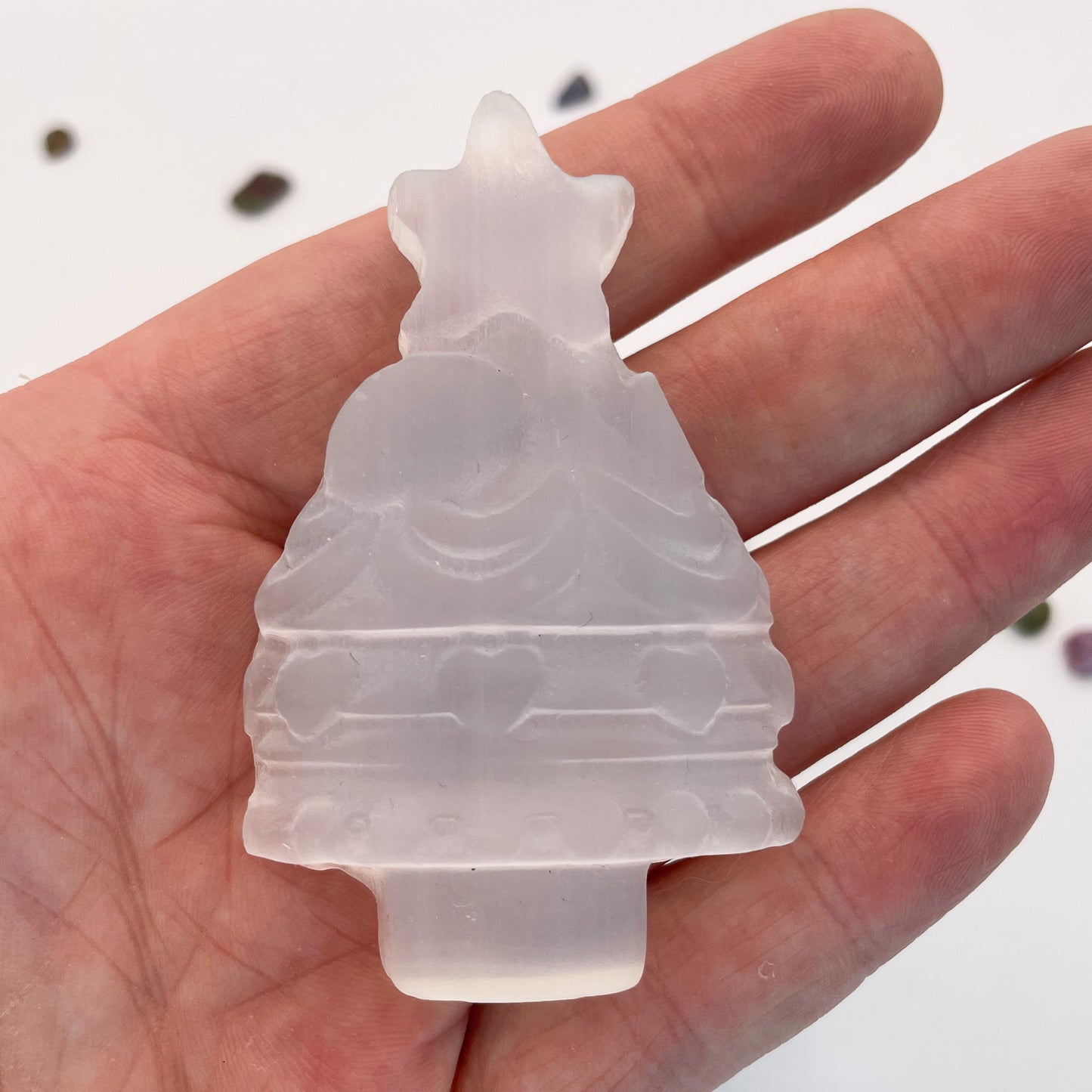 Selenite Christmas Tree Carvings